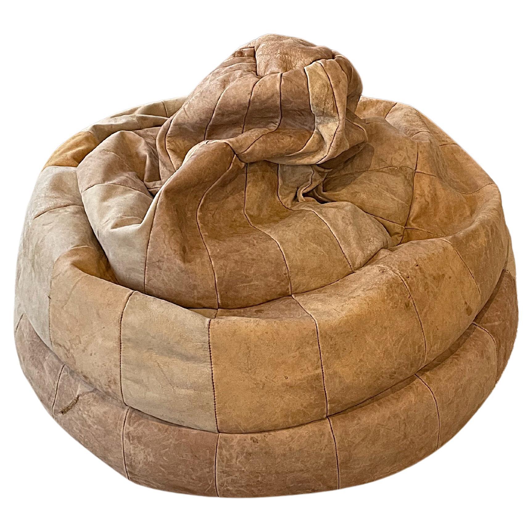 De Sede Creme Patchwork Leather Bean Bag, Pouf, Ottoman, DeSede Switzerland