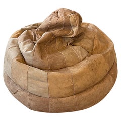De Sede Creme Patchwork Leather Bean Bag, Pouf, Ottoman, DeSede Switzerland
