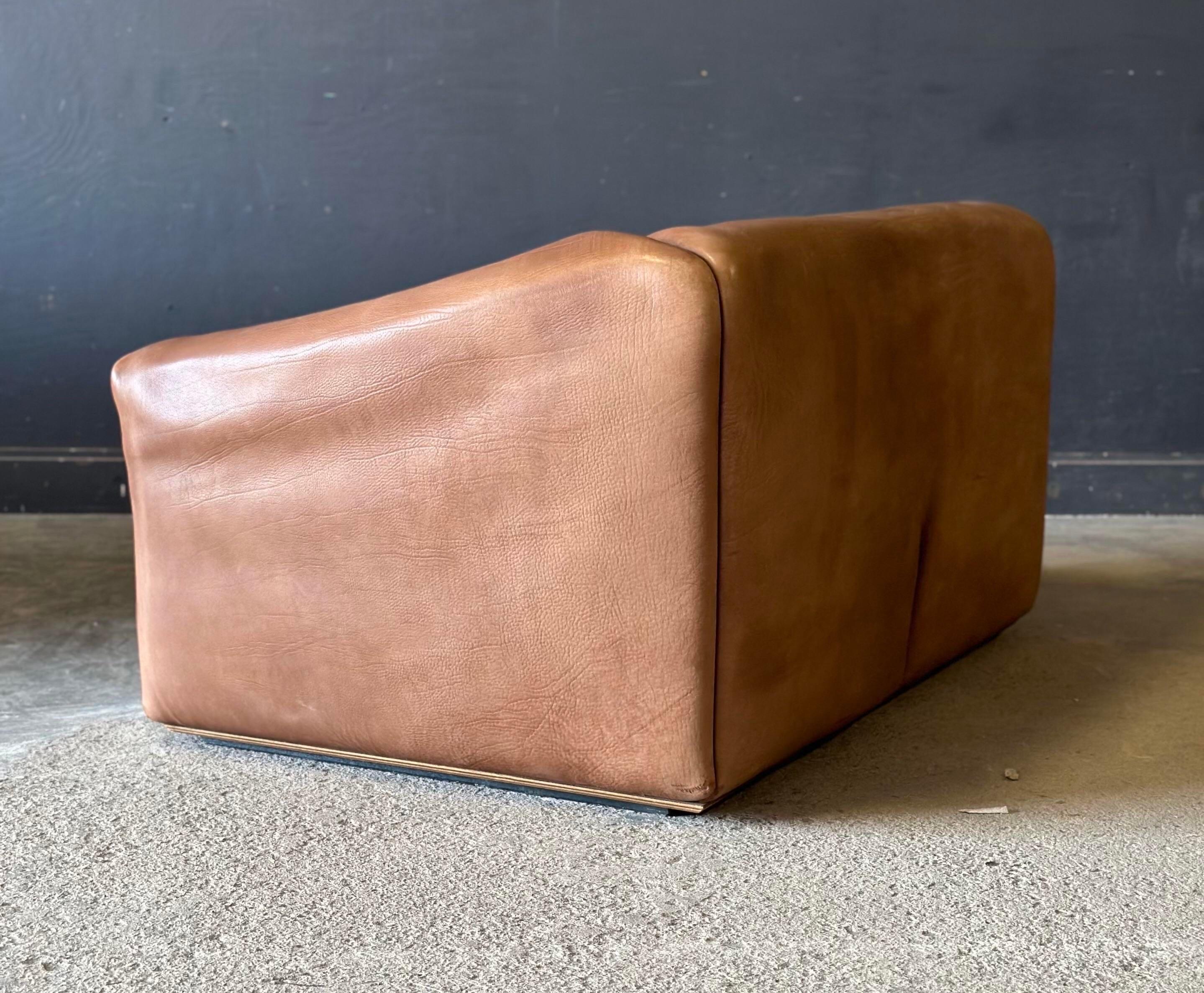 Mid-Century Modern De Sede D S - 47 Buffalo Leather Loveseat Sofa For Sale
