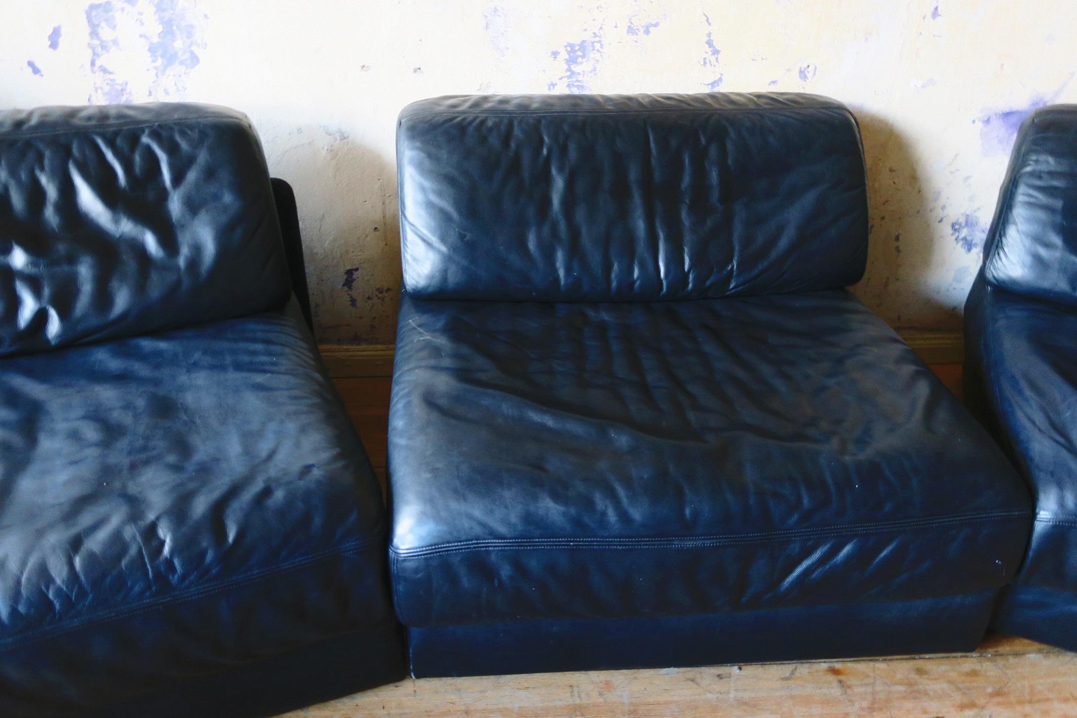 Mid-Century Modern De Sede D76 Modular Leather Lounge Chairs or Sofa, Midcentury For Sale