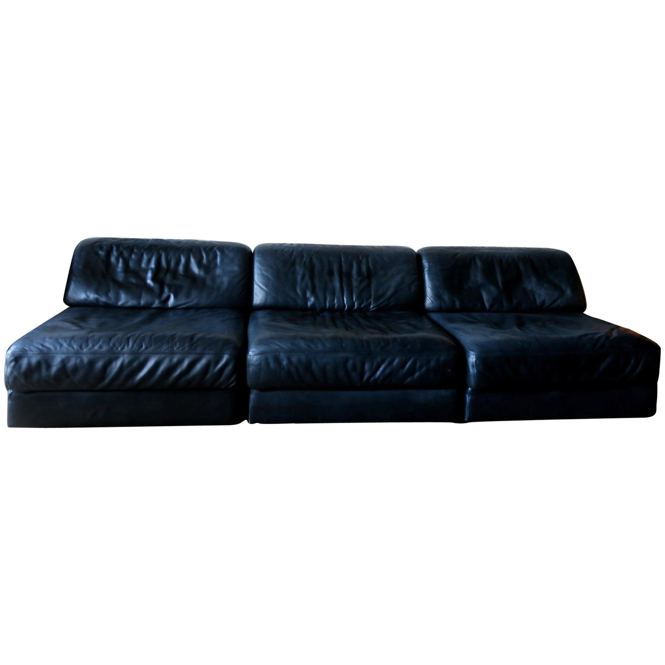 De Sede D76 Modular Leather Lounge Chairs or Sofa, Midcentury For Sale