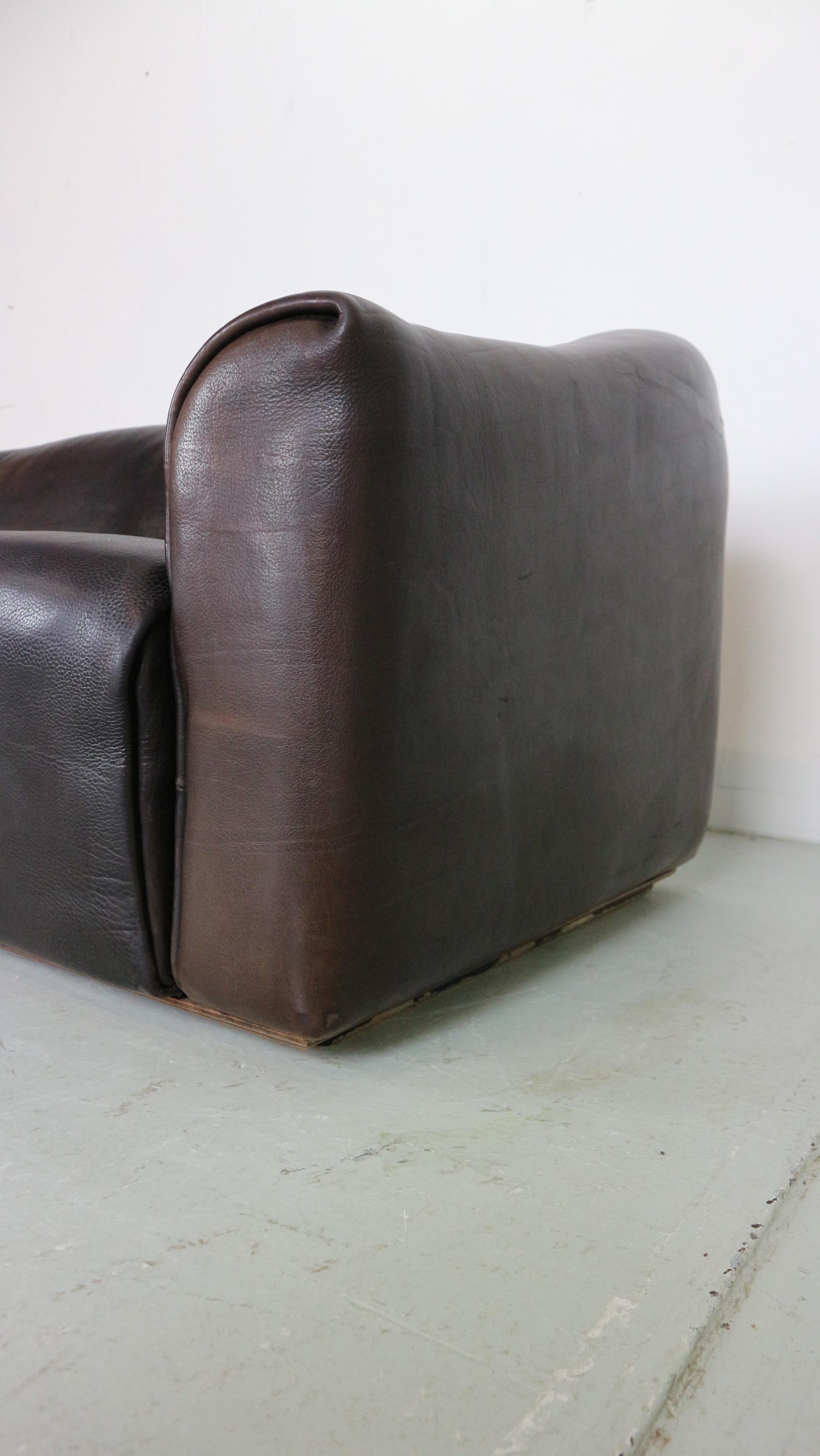 De Sede Dark Brown Buffalo Leather 2-Seater 