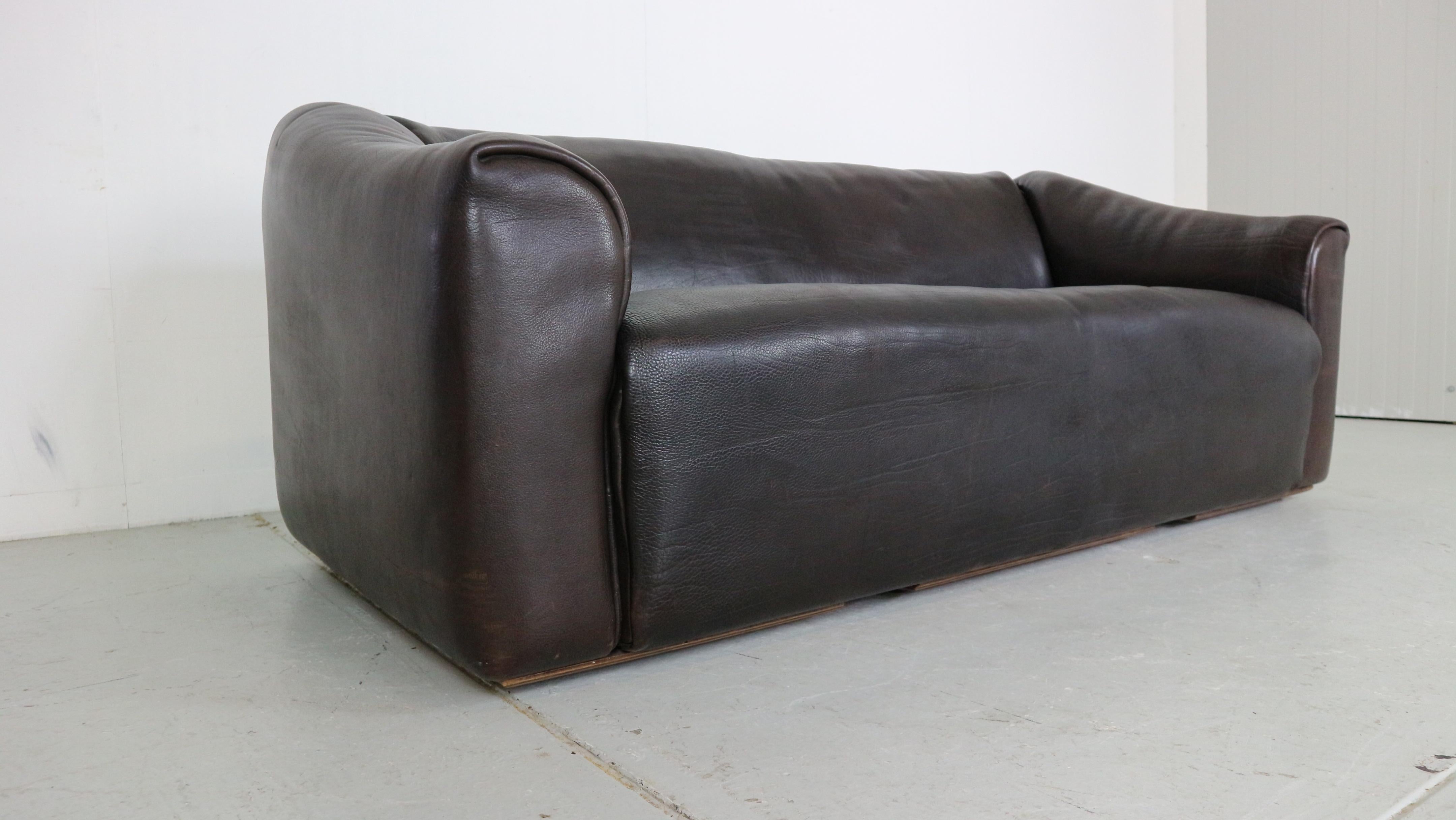 Swiss De Sede Dark Brown Buffalo Leather 2-Seater 