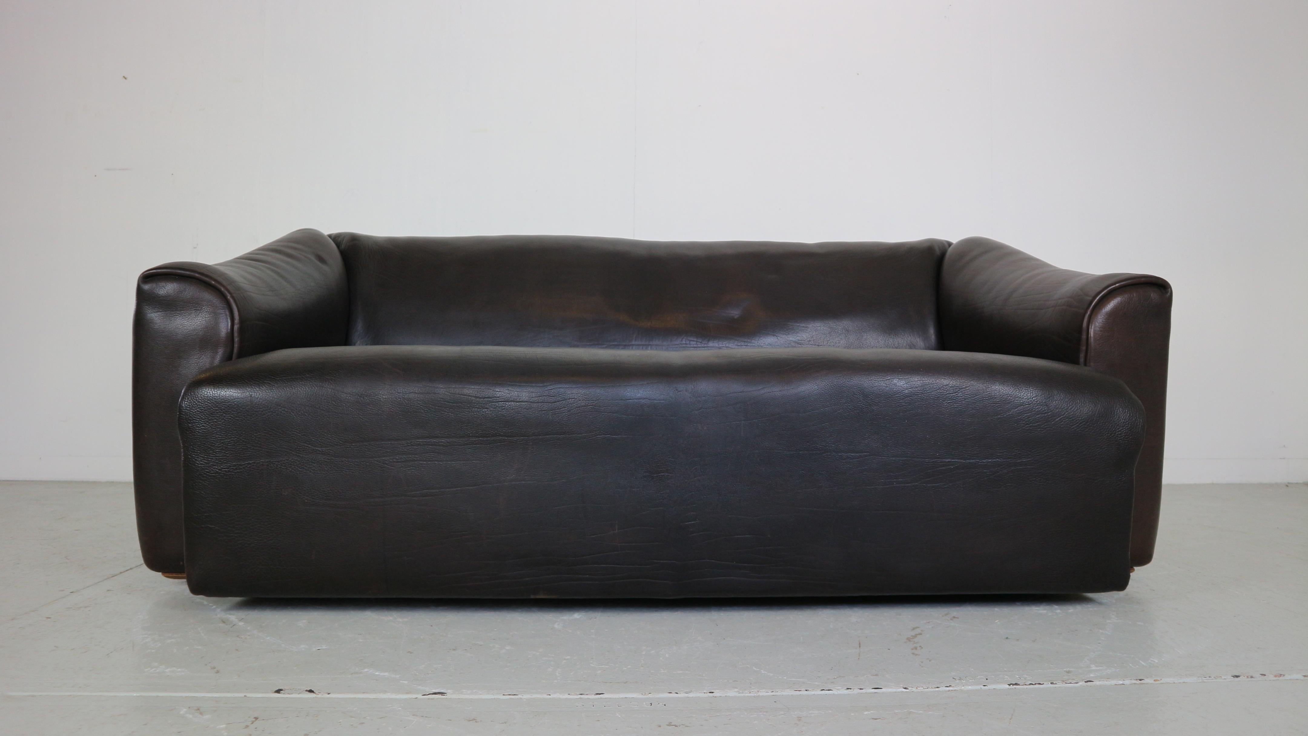 Late 20th Century De Sede Dark Brown Buffalo Leather 2-Seater 