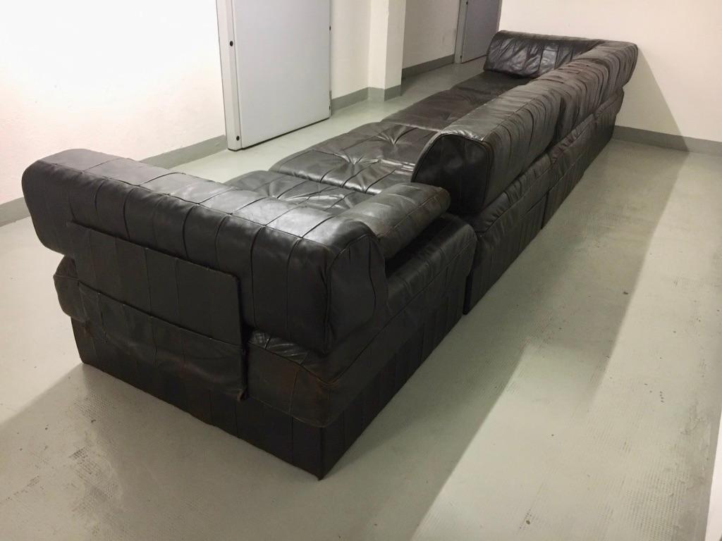 De Sede Dark Brown Patchwork Patinated Leather DS88 Modular Sofa For Sale 2