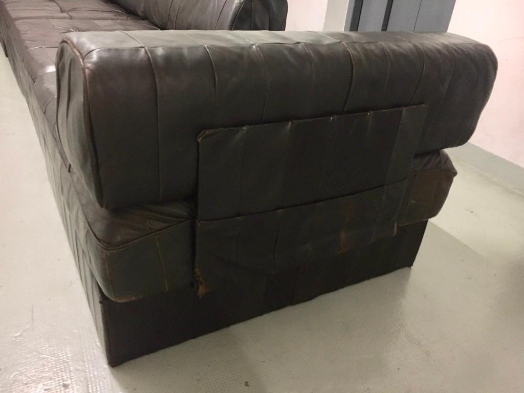 De Sede Dark Brown Patchwork Patinated Leather DS88 Modular Sofa For Sale 5