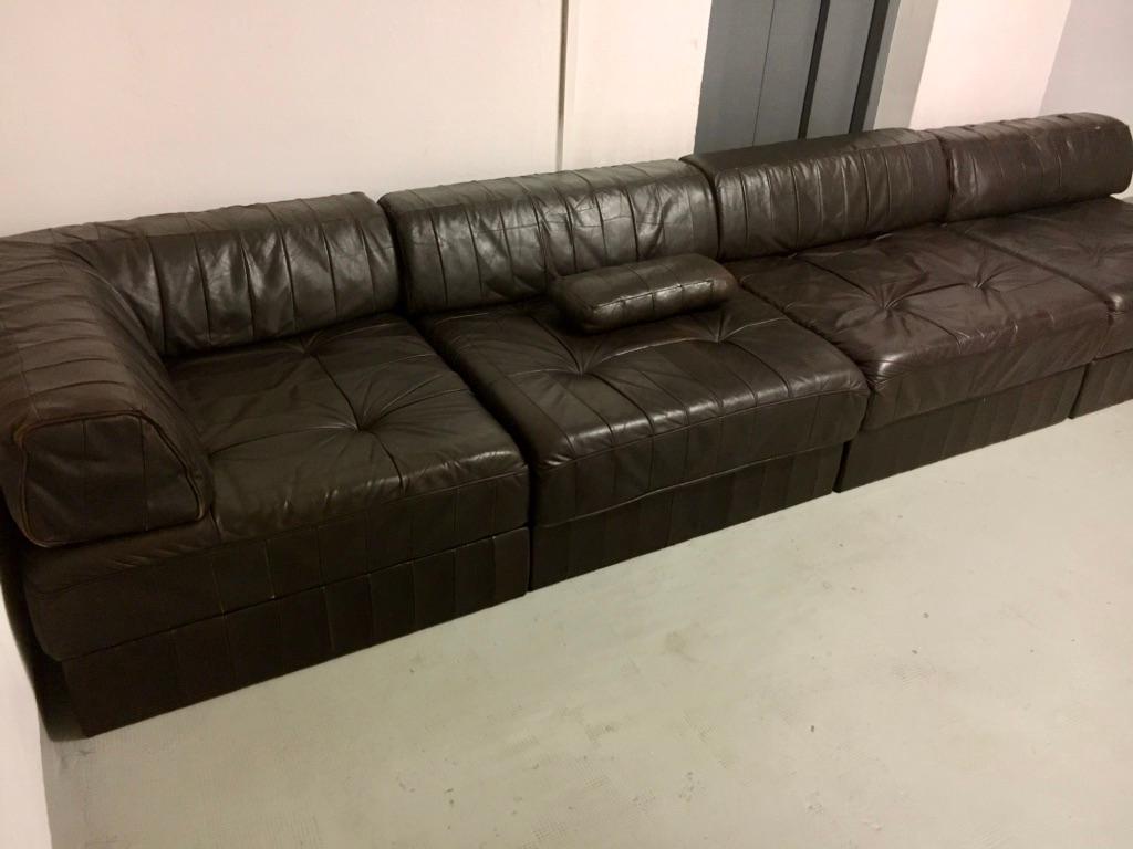 De Sede Dunkelbraun Patchwork Patiniertes Leder DS88 Modulares Sofa (Ende des 20. Jahrhunderts) im Angebot