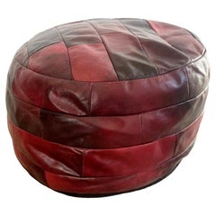 De Sede Dark Red Leather Patchwork Ottoman, 1960s Switzerland