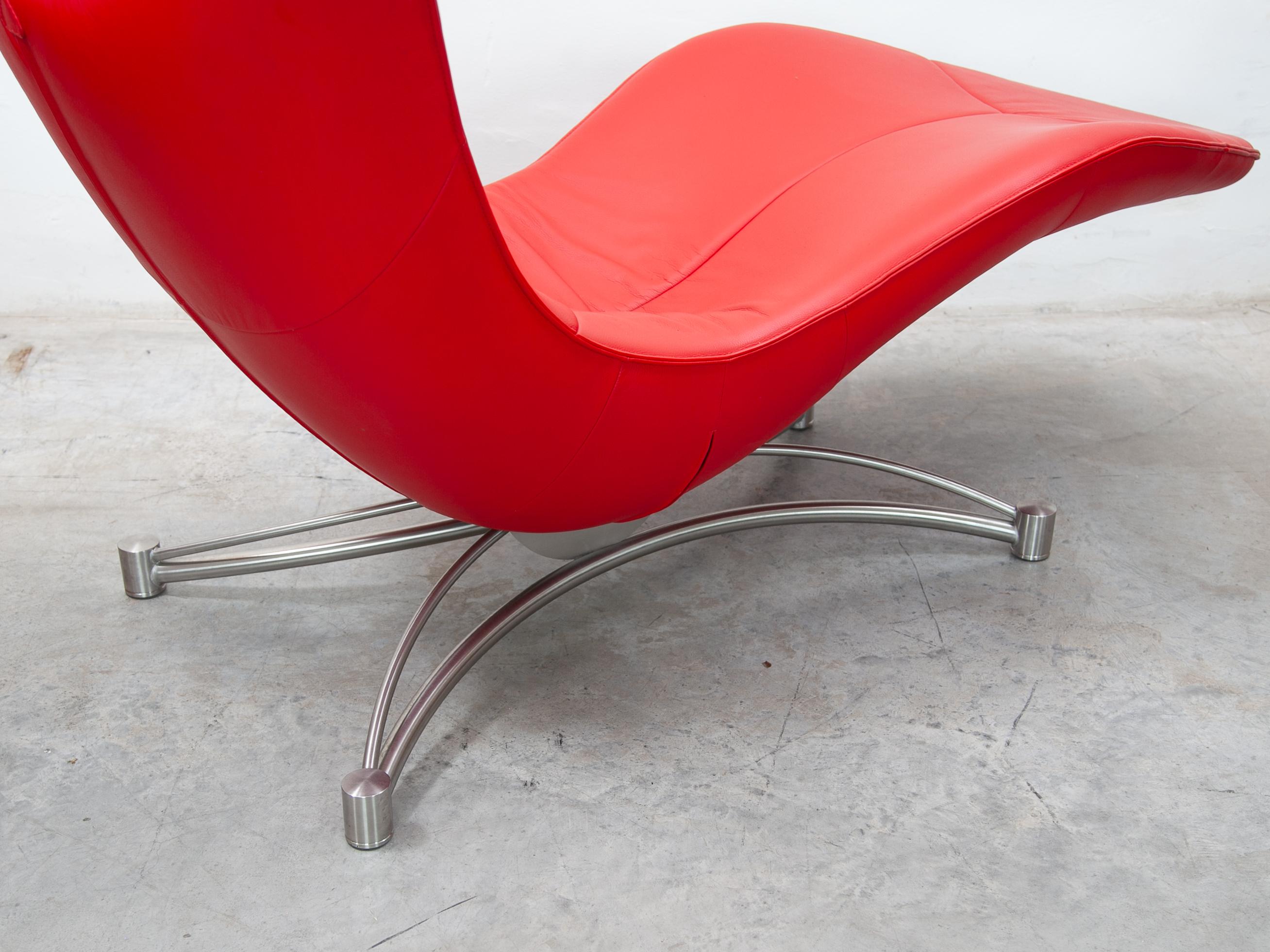Metal De Sede Daybed, Red Leather, DS151 design Jane Worthington. For Sale