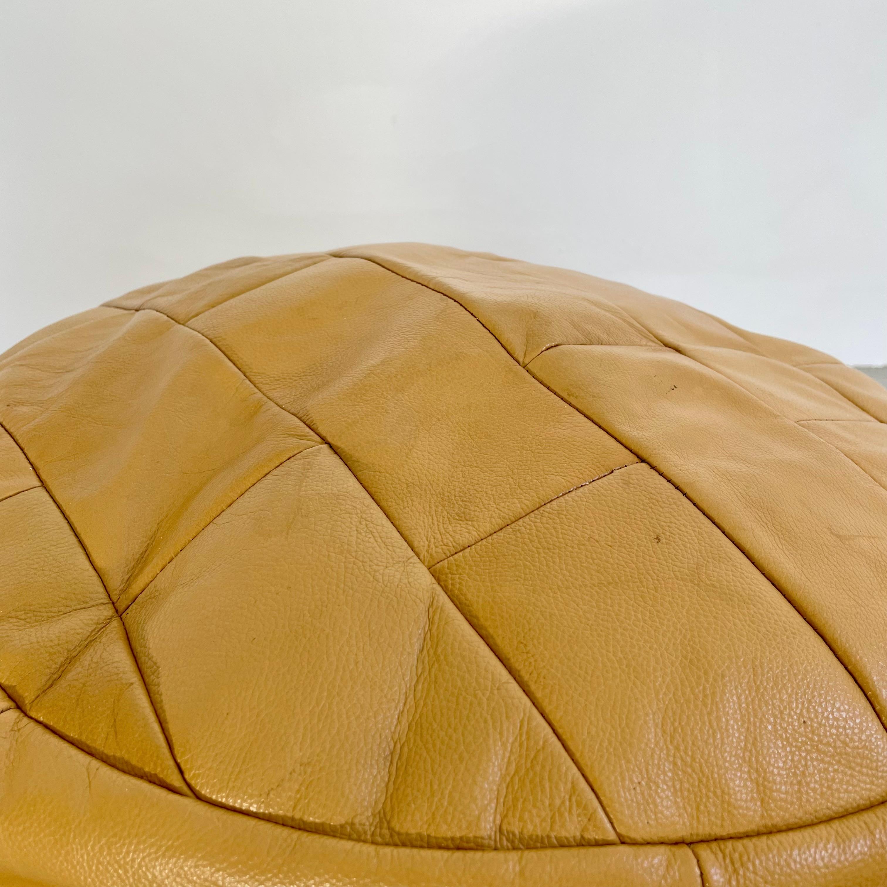 De Sede Deep Tan Leather Patchwork Ottoman, 1970s Switzerland In Good Condition For Sale In Los Angeles, CA