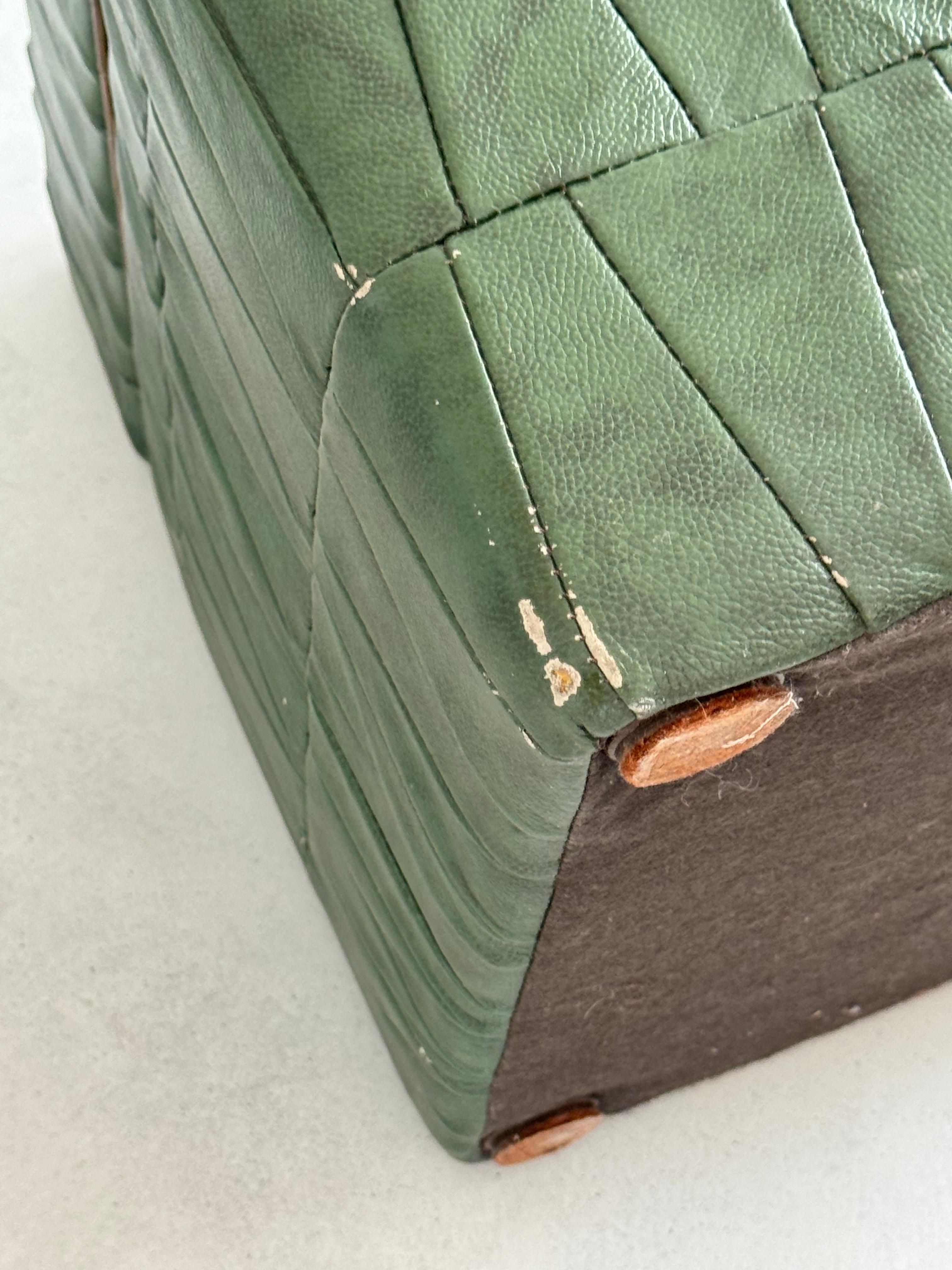 De Sede Design Dark Green Leather Patchwork Storage Ottoman, Switzerland 1970s For Sale 5