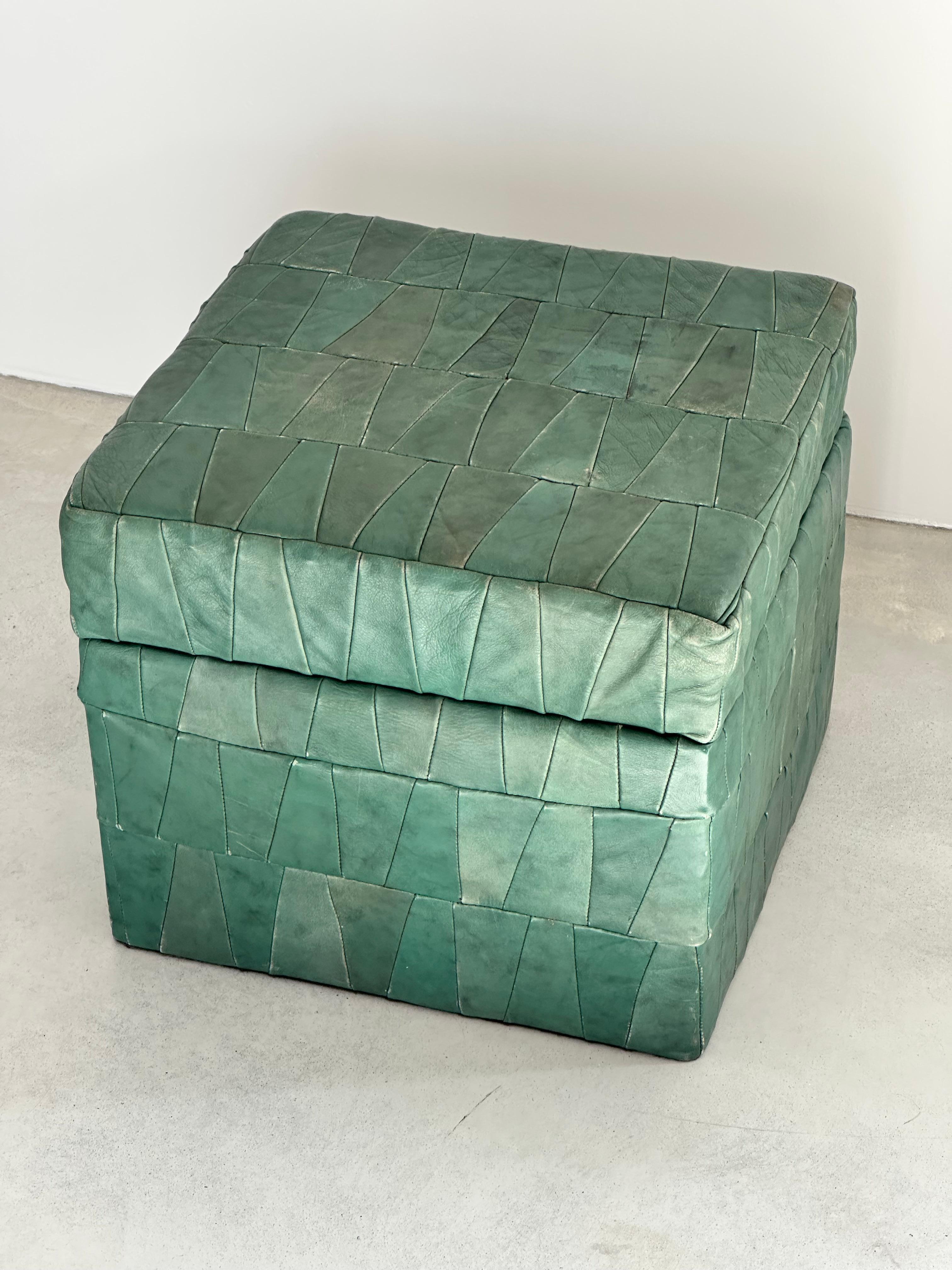 olive green leather ottoman