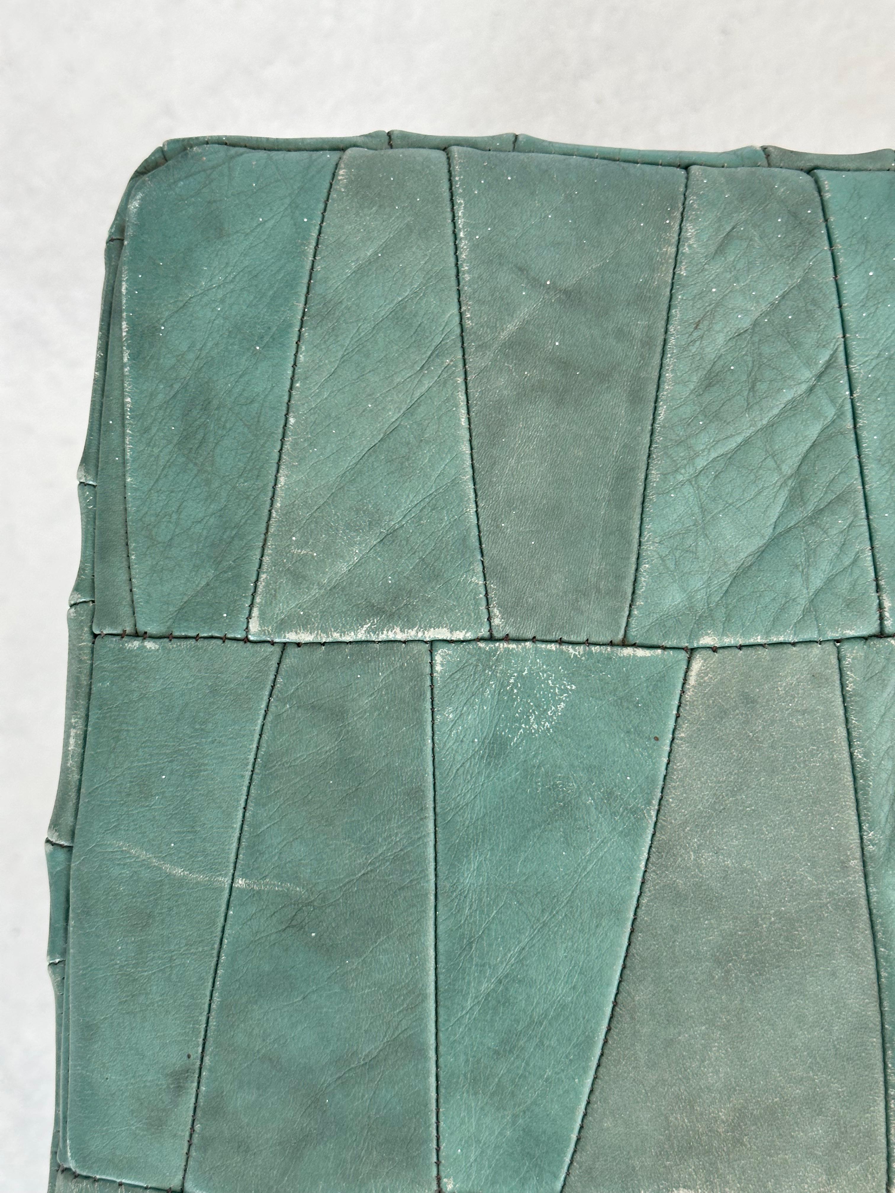 Late 20th Century De Sede Design Dark Green Leather Patchwork Storage Ottoman, Switzerland 1970s For Sale