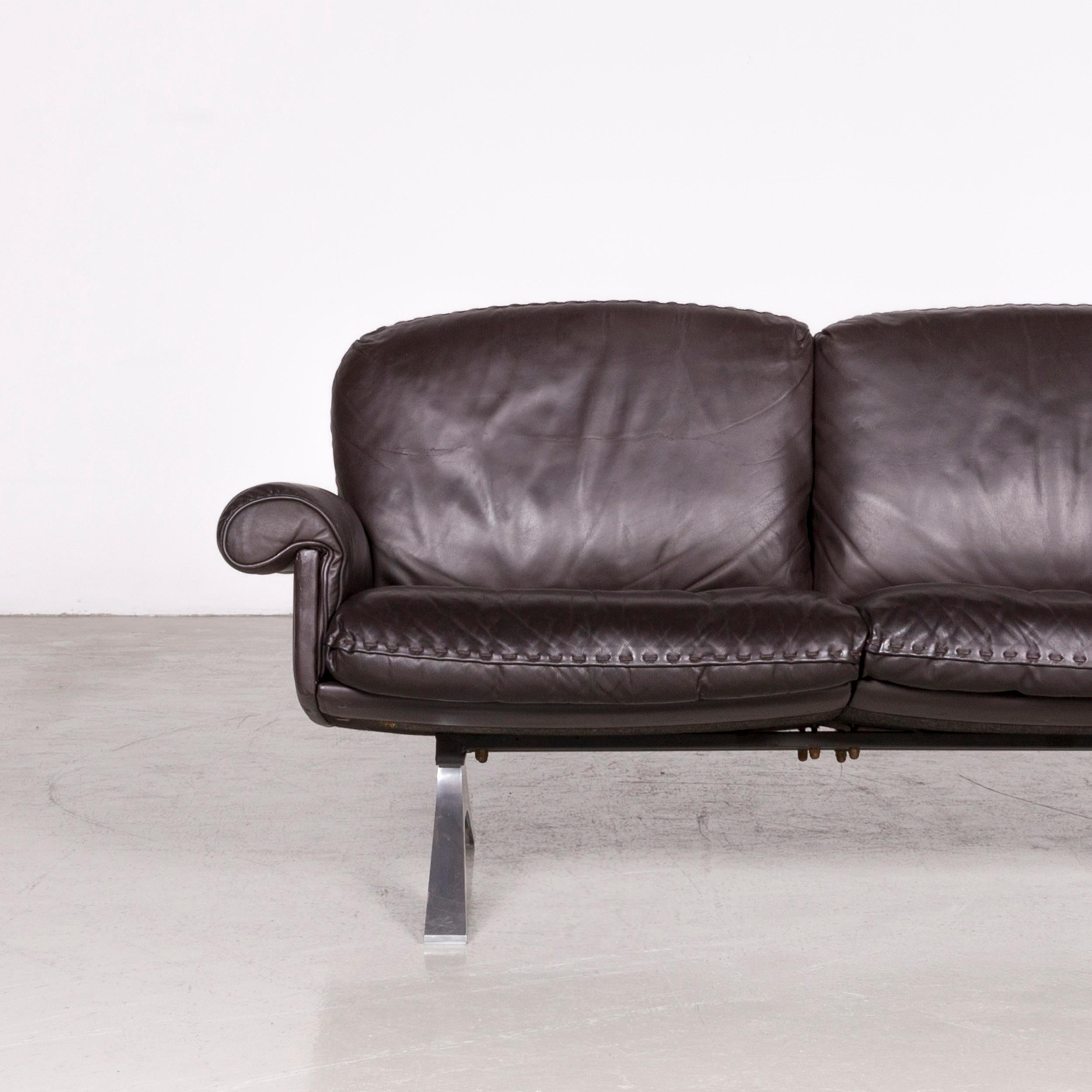 De Sede Designer DS 31 Designer Leather Sofa Armchair Set Brown Three-Seat Couch For Sale 8