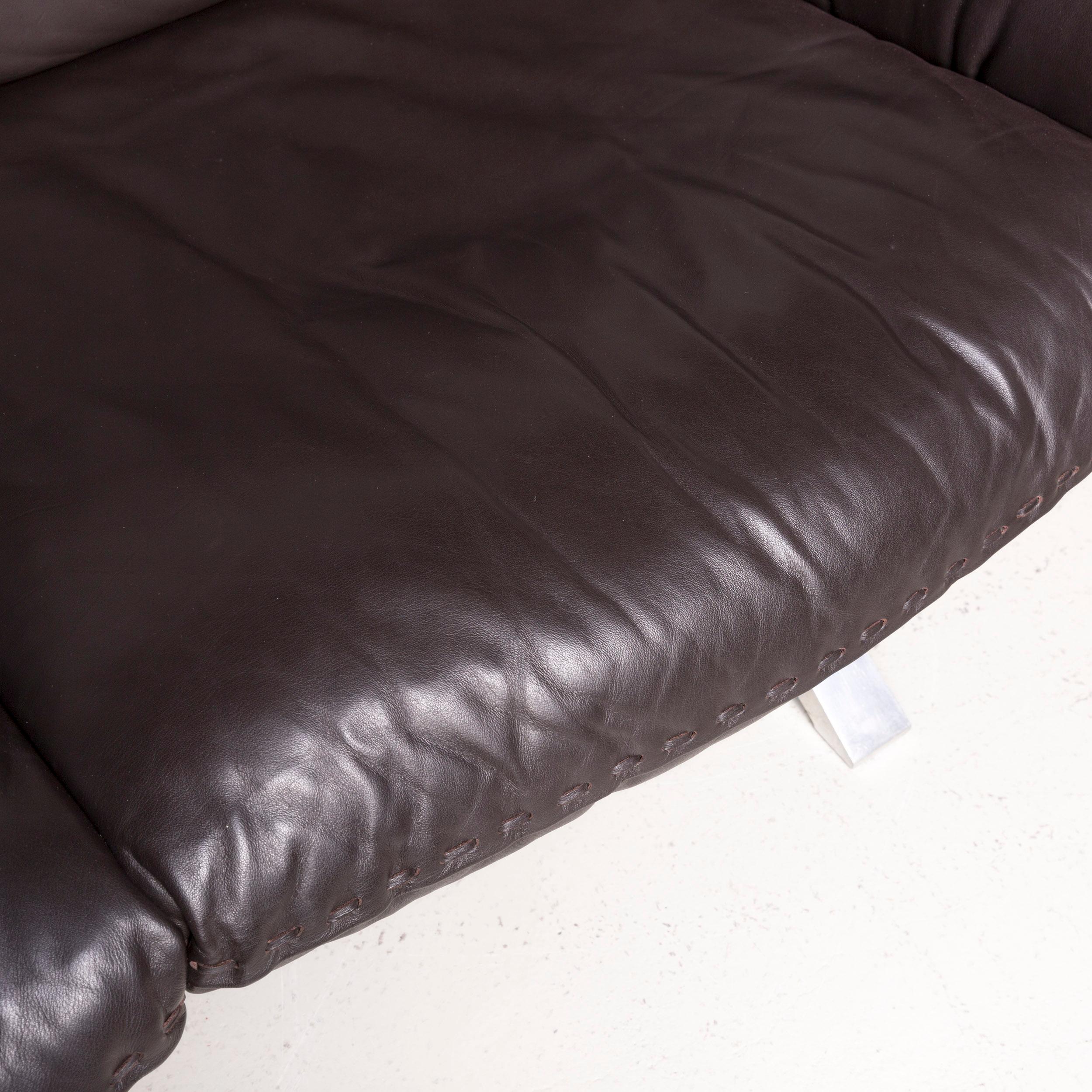 De Sede Designer DS 31 Designer Leather Sofa Armchair Set Brown Three-Seat Couch For Sale 10