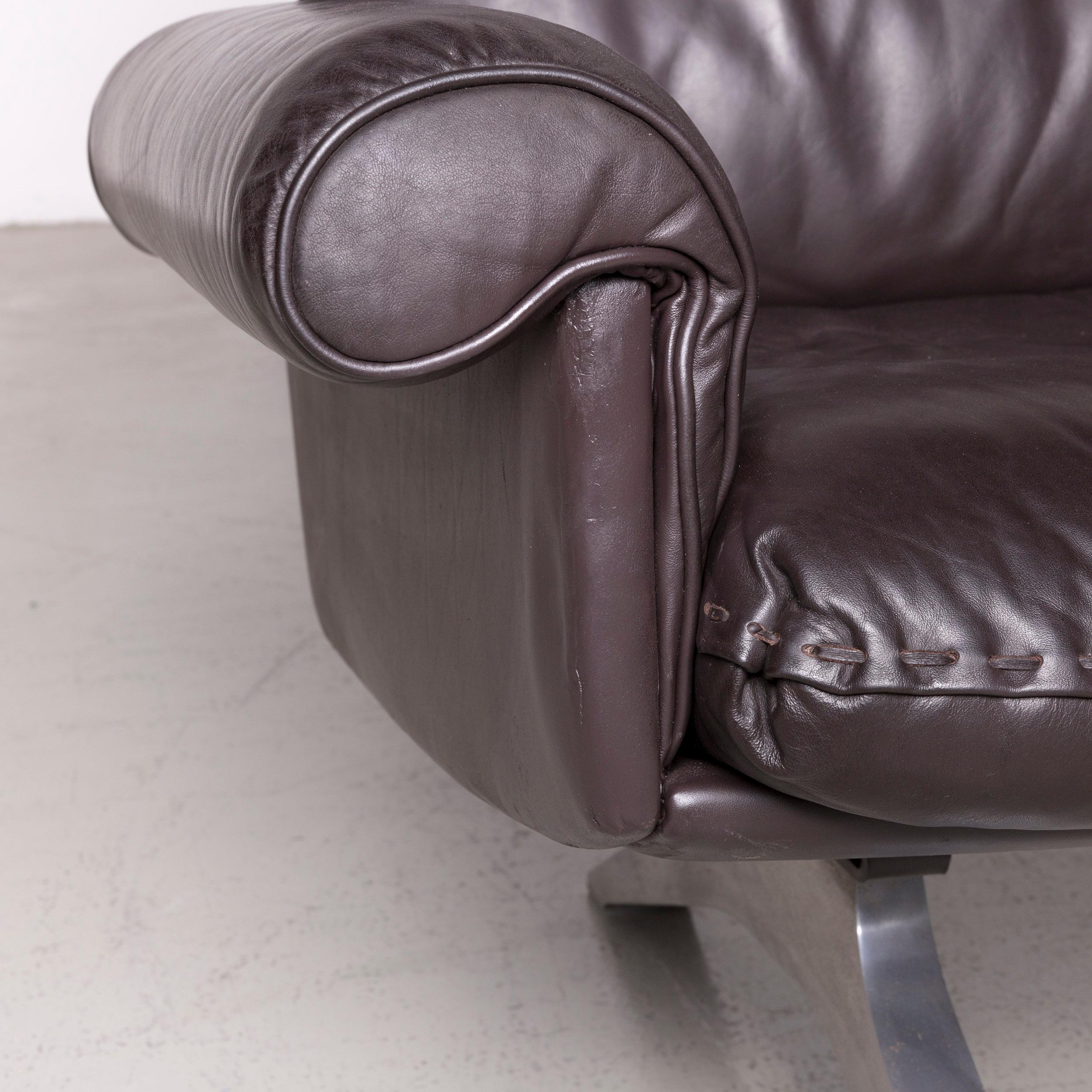 De Sede Designer DS 31 Designer Leather Sofa Armchair Set Brown Three-Seat Couch For Sale 11