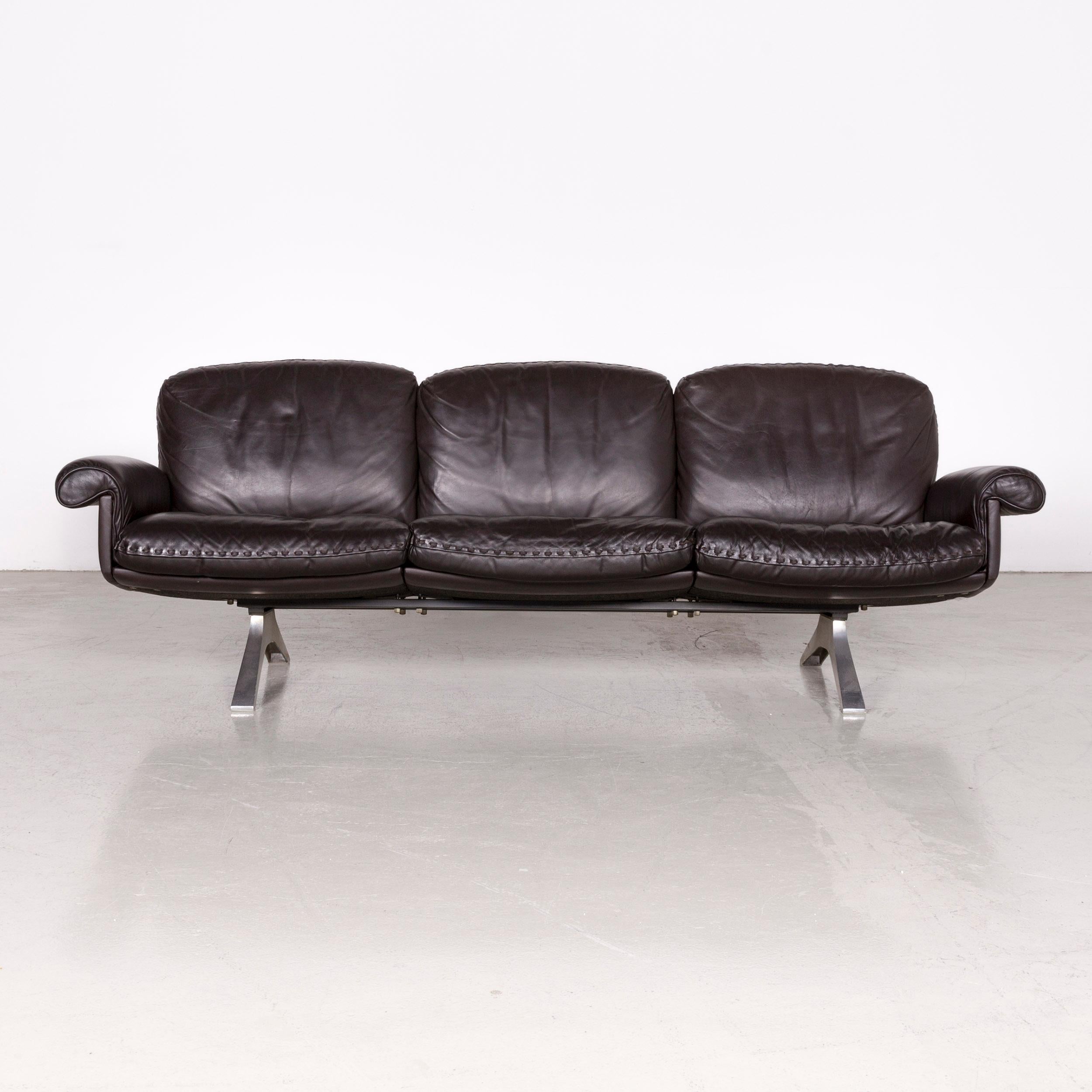 De Sede designer DS 31 designer leather sofa armchair set brown three-seat couch.