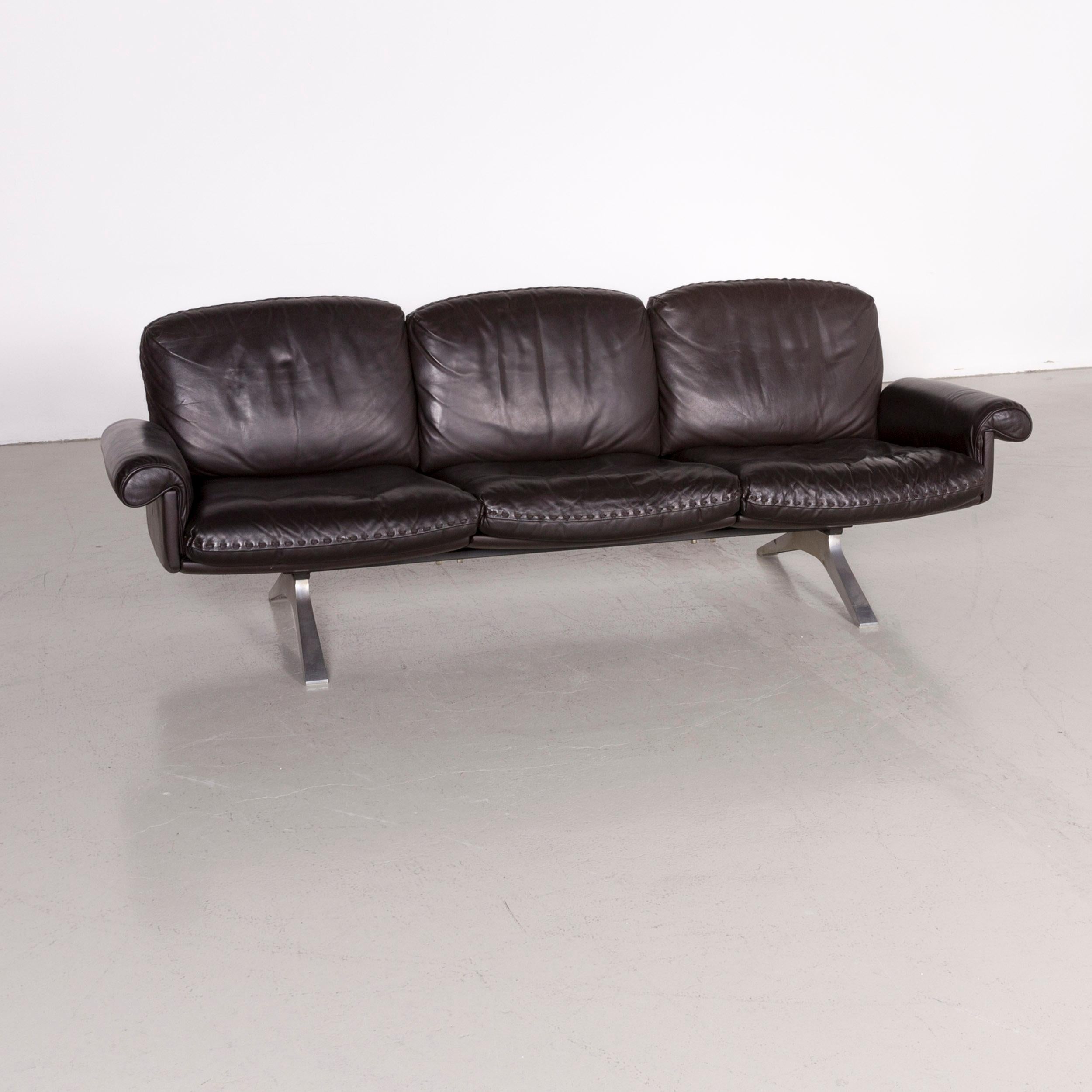 Modern De Sede Designer DS 31 Designer Leather Sofa Armchair Set Brown Three-Seat Couch For Sale