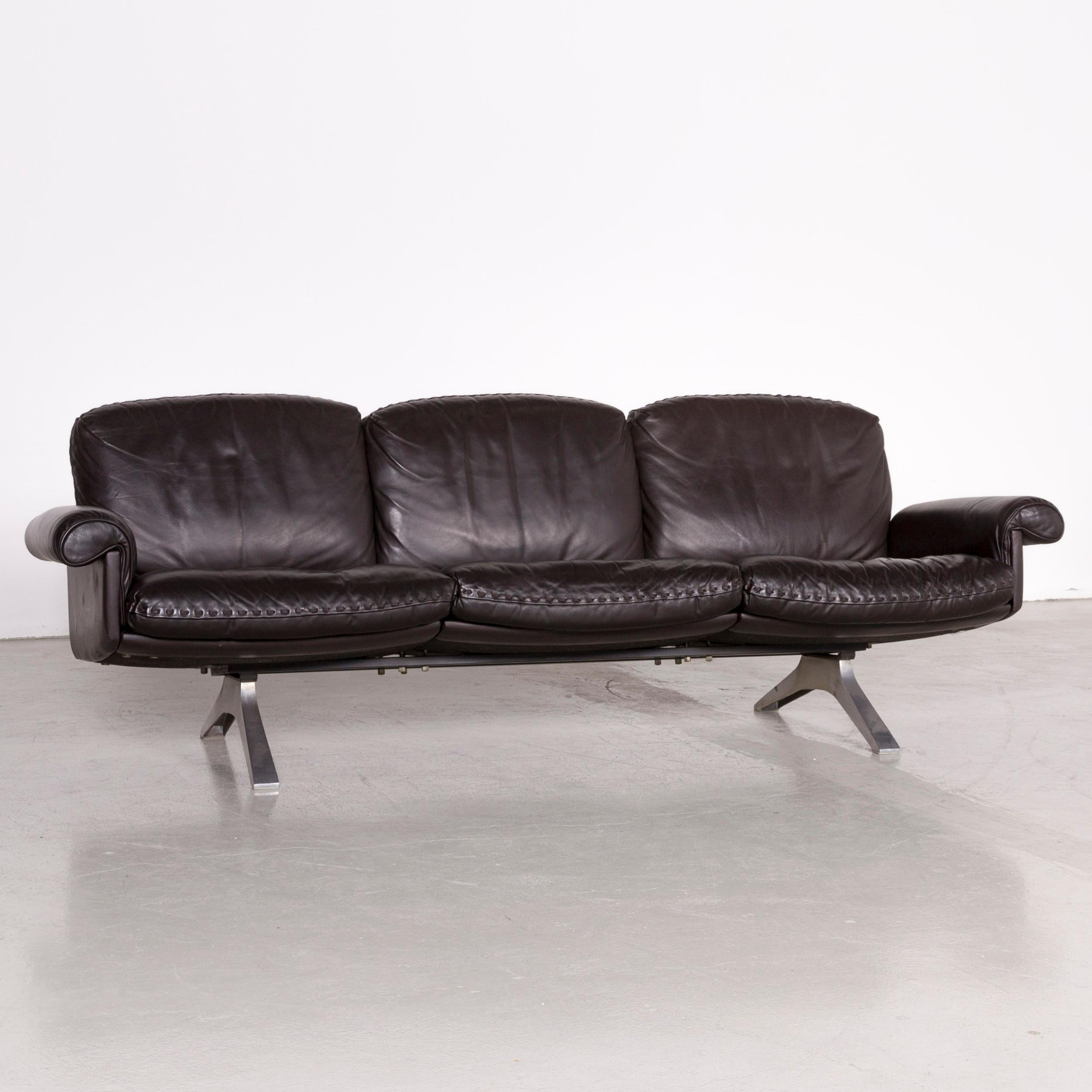 Modern De Sede Designer Ds 31 Designer Leather Sofa Brown Three-Seat Couch For Sale