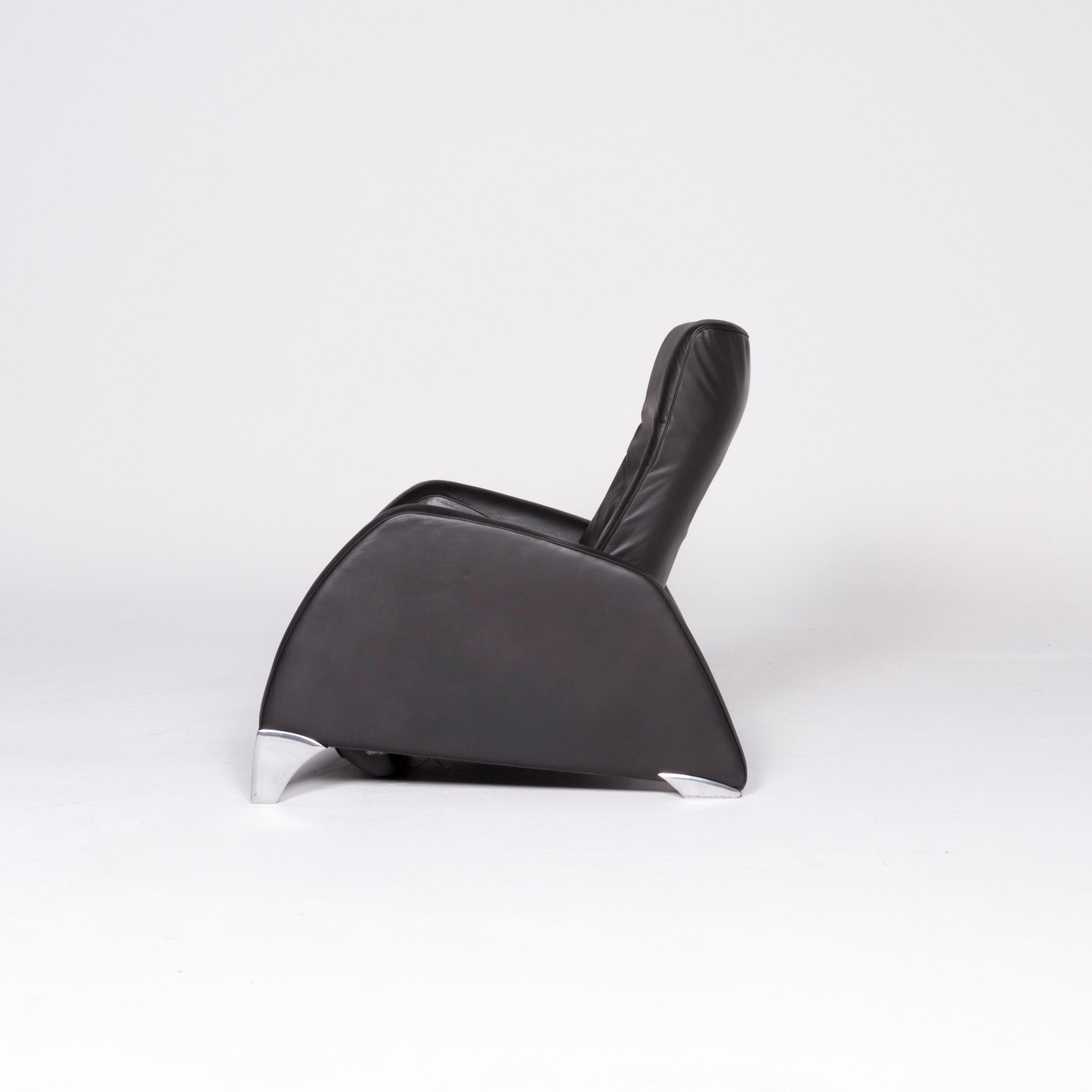 De Sede Designer Leather Armchair Black Genuine Leather Chair Relax Function im Angebot 4