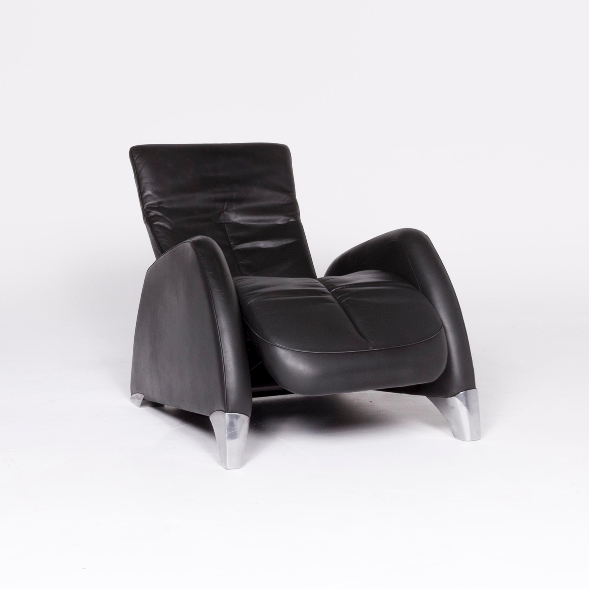 De Sede Designer Leather Armchair Black Genuine Leather Chair Relax Function (Moderne) im Angebot