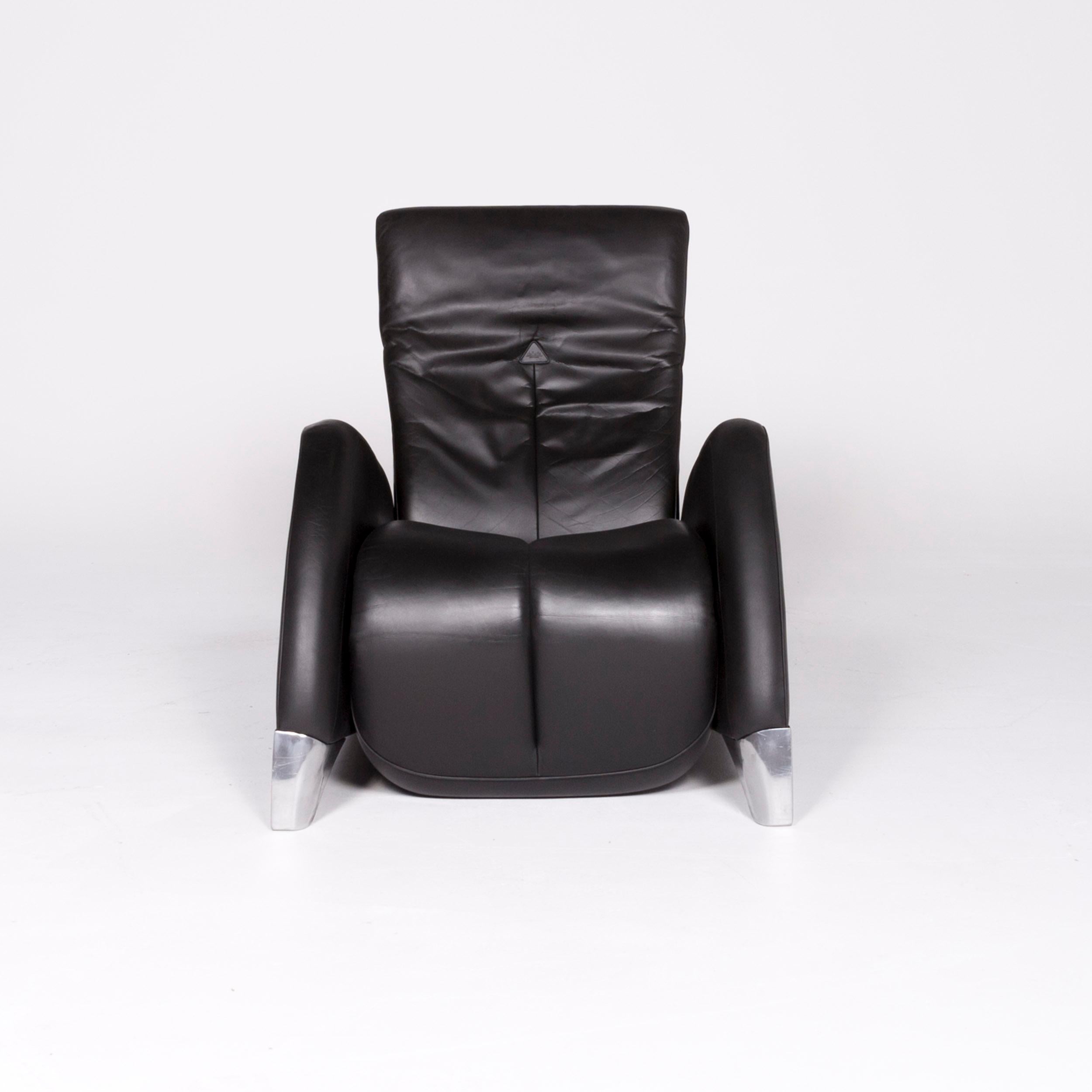 De Sede Designer Leather Armchair Black Genuine Leather Chair Relax Function (Schweizerisch) im Angebot