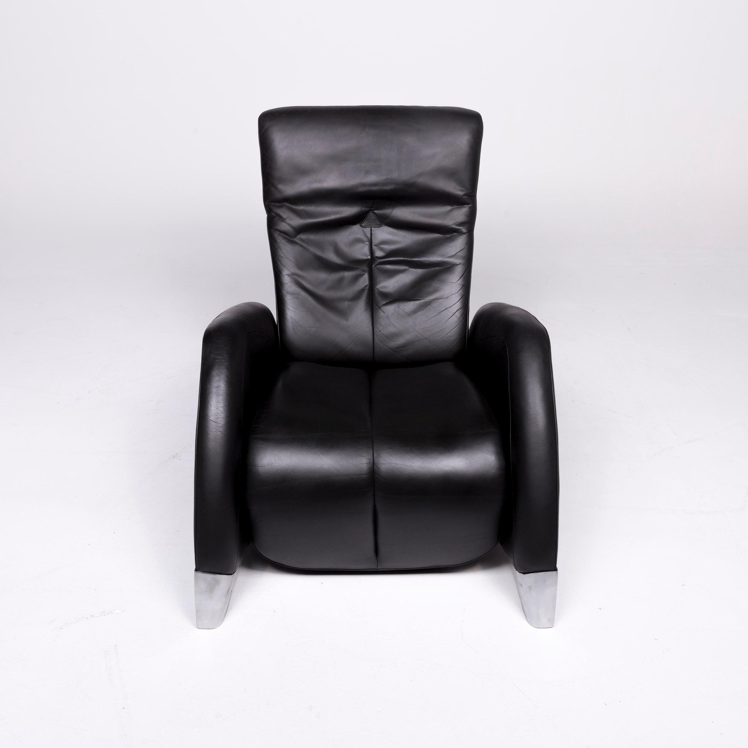 De Sede Designer Leather Armchair Black Genuine Leather Chair Relax Function im Angebot 1