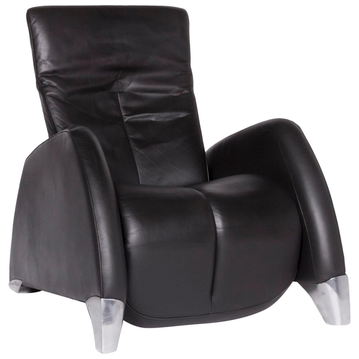 De Sede Designer Leather Armchair Black Genuine Leather Chair Relax Function im Angebot