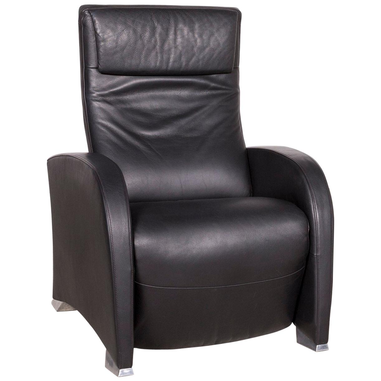Wk Wohnen Solo 699 Designer Leather Lounger Black Genuine Leather