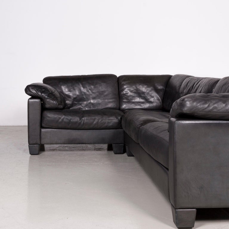 De Sede Designer Leather Corner Sofa Black Genuine Couch