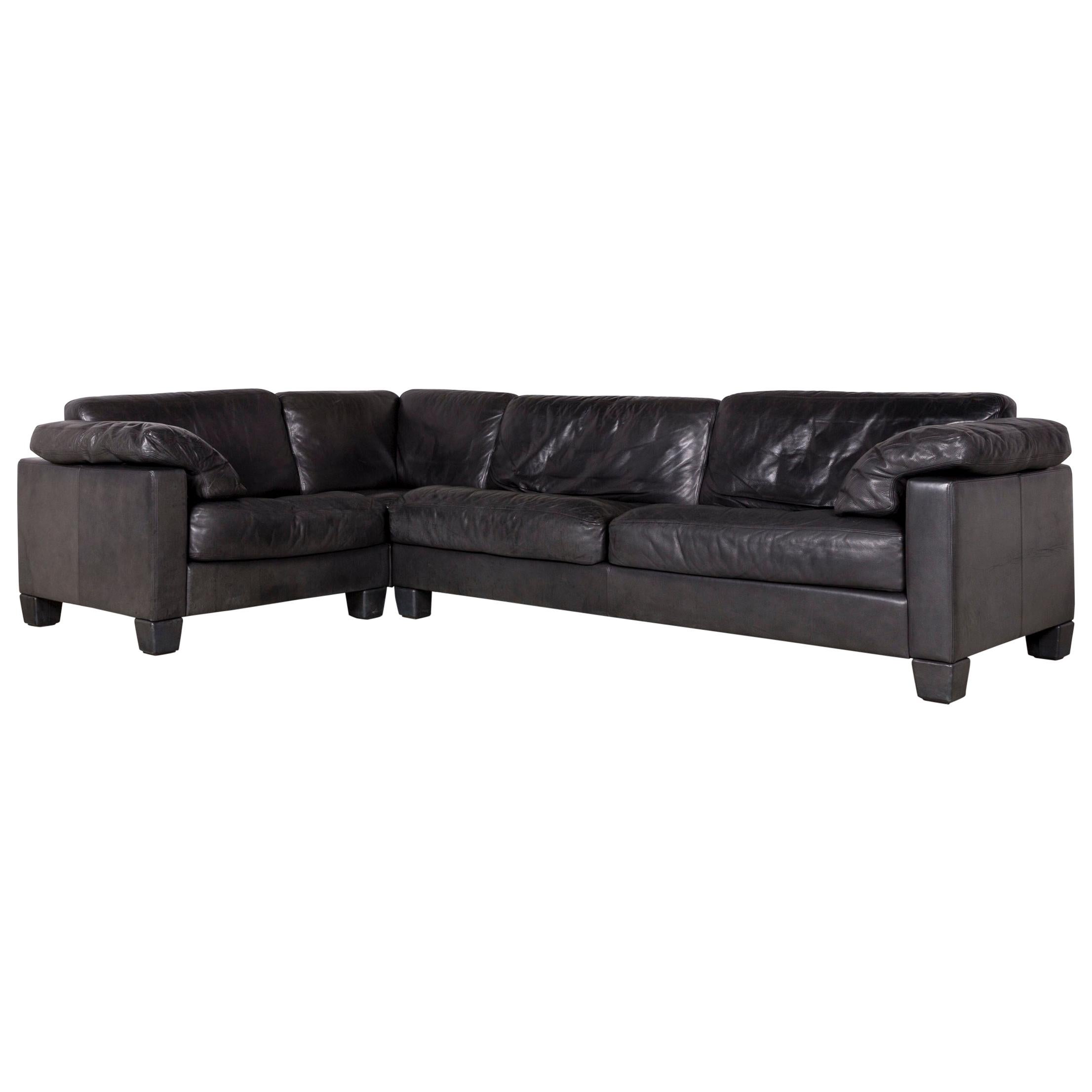 De Sede Designer Leather Sofa Black Corner Couch For Sale