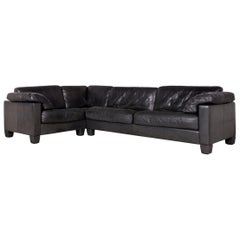 De Sede Designer Leather Sofa Black Corner Couch