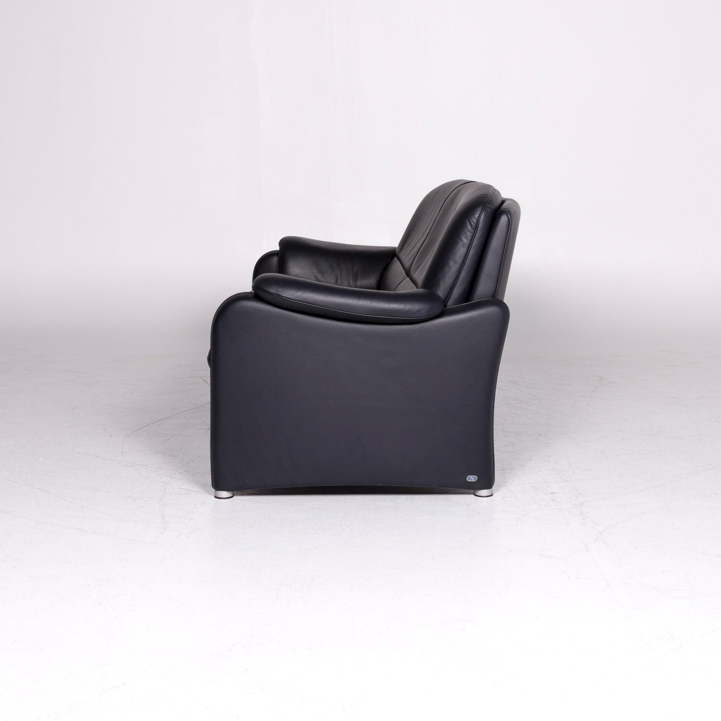 De Sede Designer Leather Sofa Black Three-Seat Couch im Angebot 3