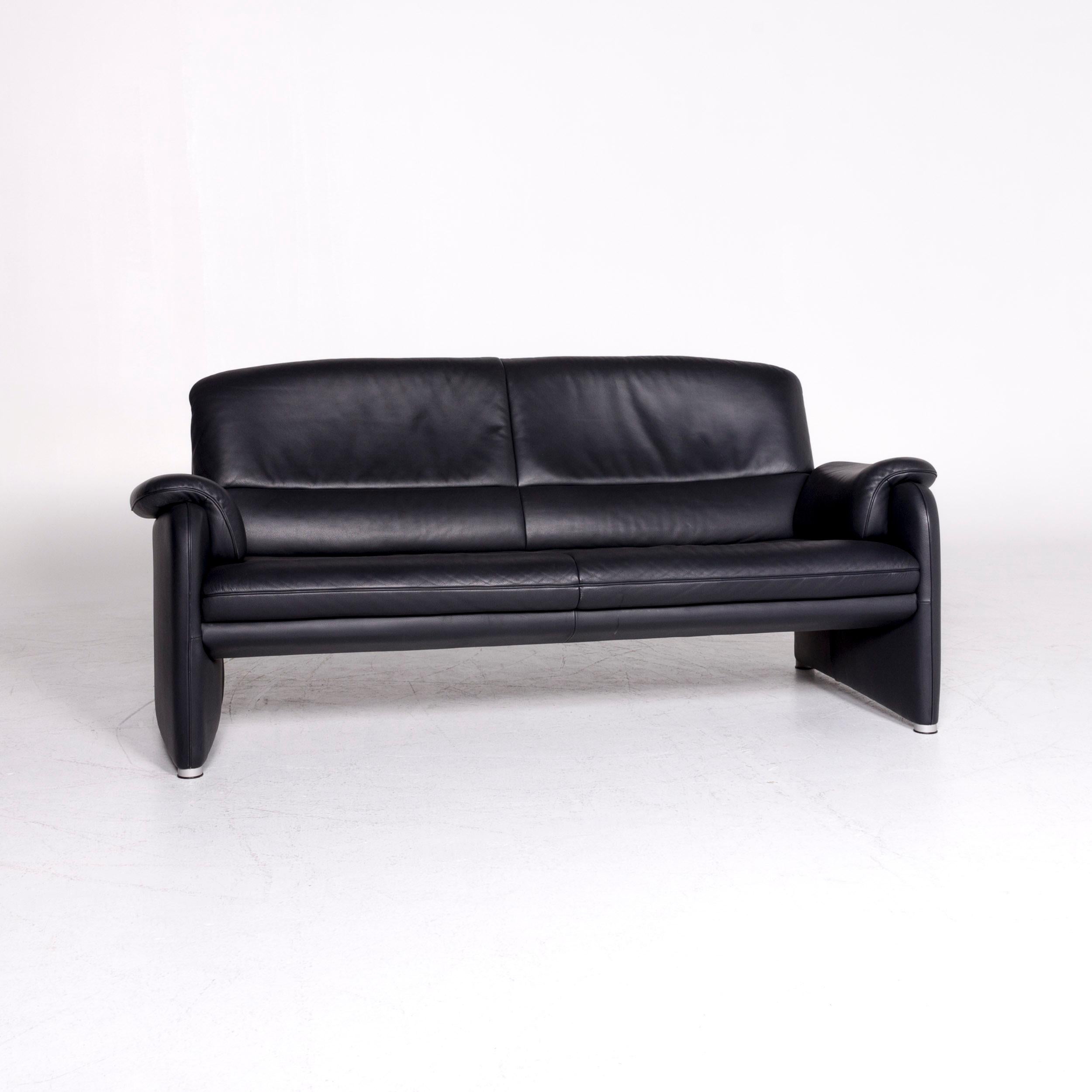 De Sede Designer Leather Sofa Black Three-Seat Couch (Moderne) im Angebot