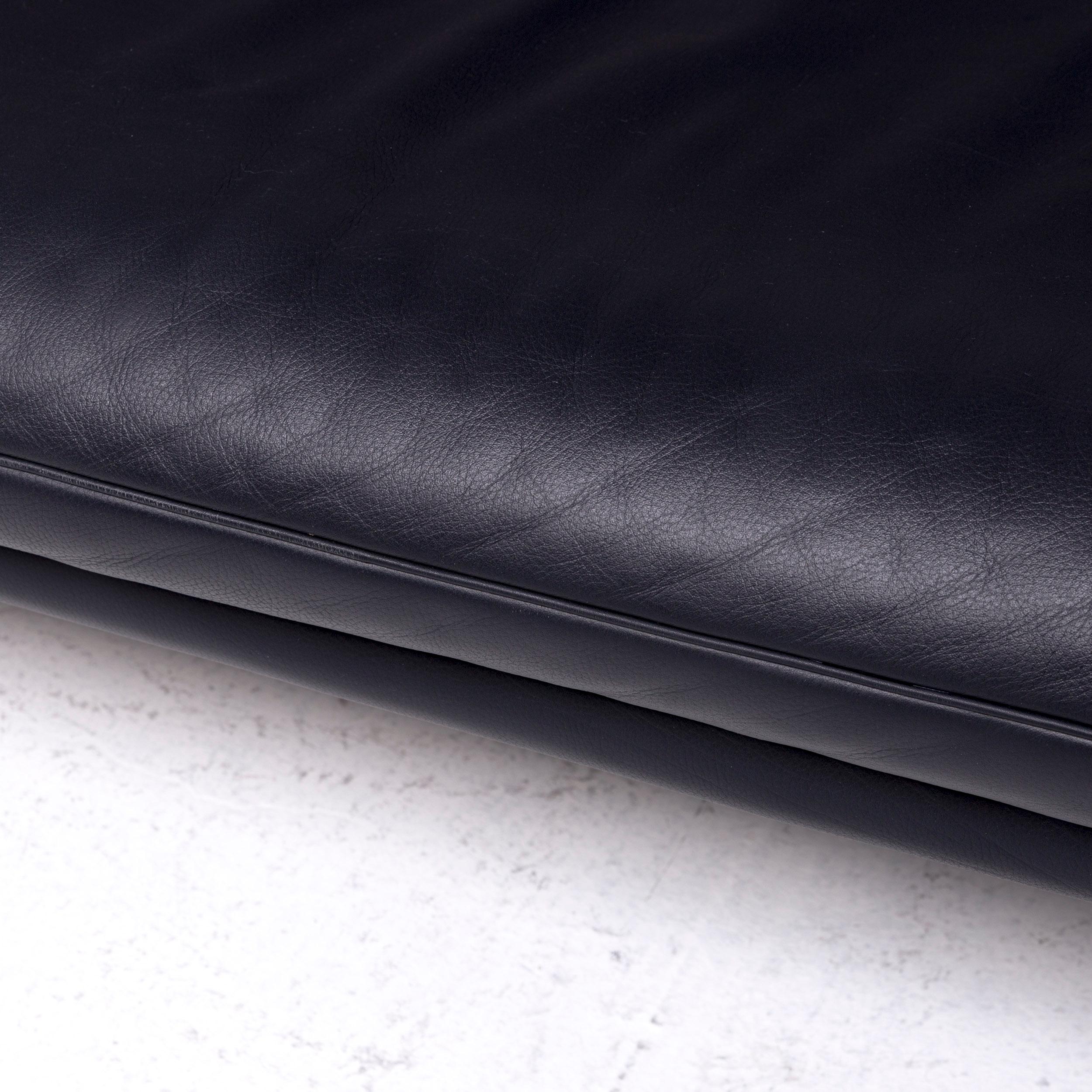 De Sede Designer Leather Sofa Black Three-Seat Couch im Zustand „Gut“ im Angebot in Cologne, DE