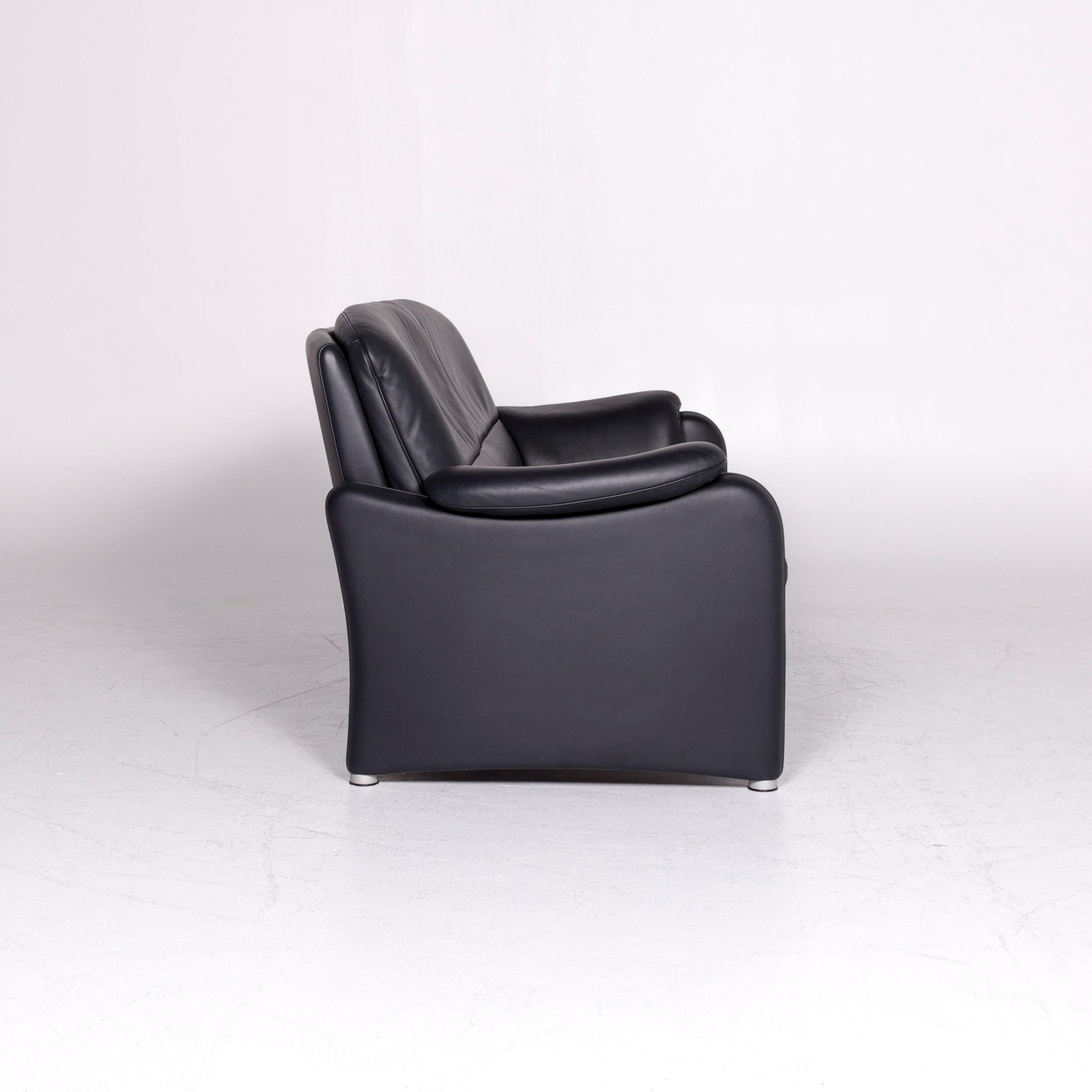 De Sede Designer Leather Sofa Black Three-Seat Couch im Angebot 1