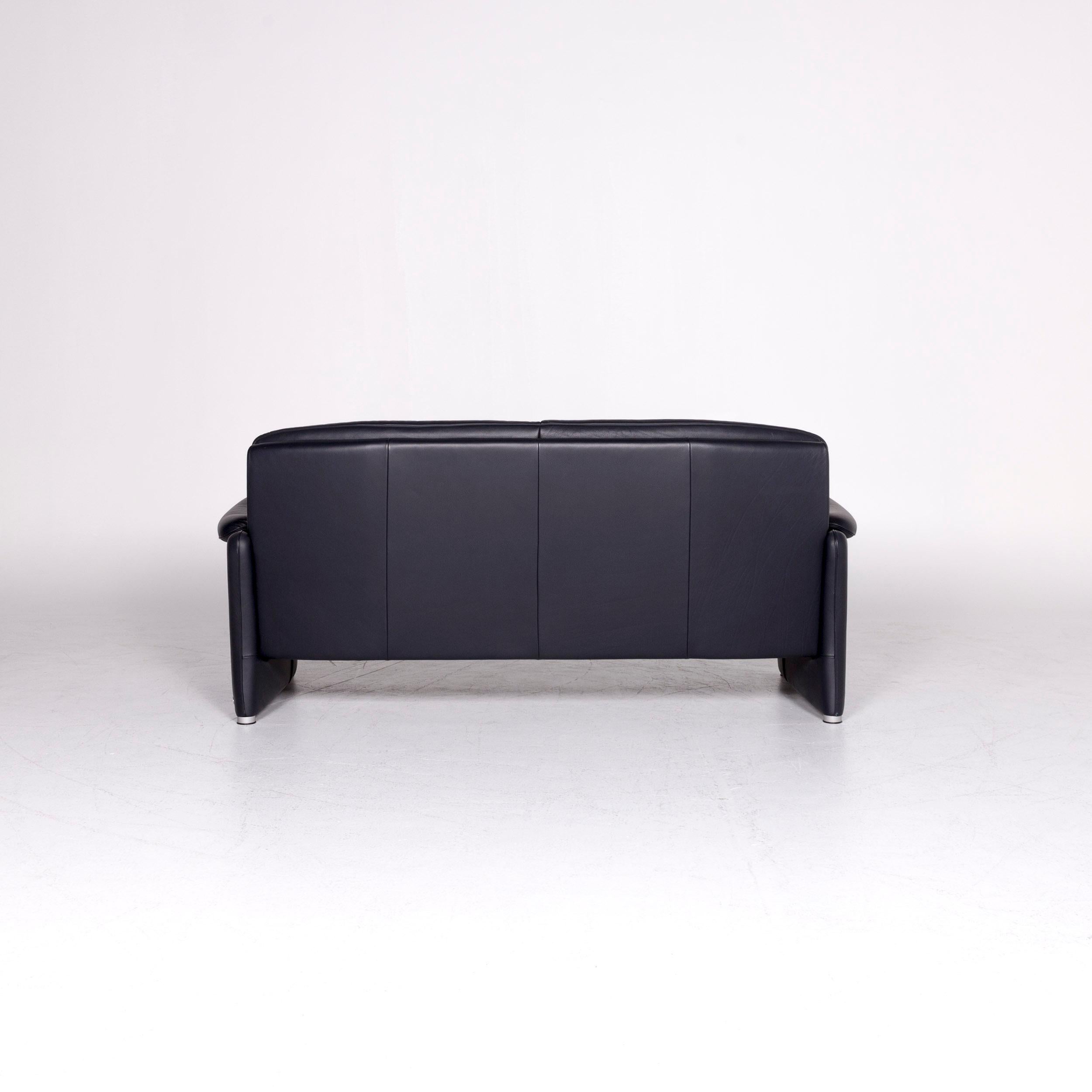 De Sede Designer Leather Sofa Black Three-Seat Couch im Angebot 2