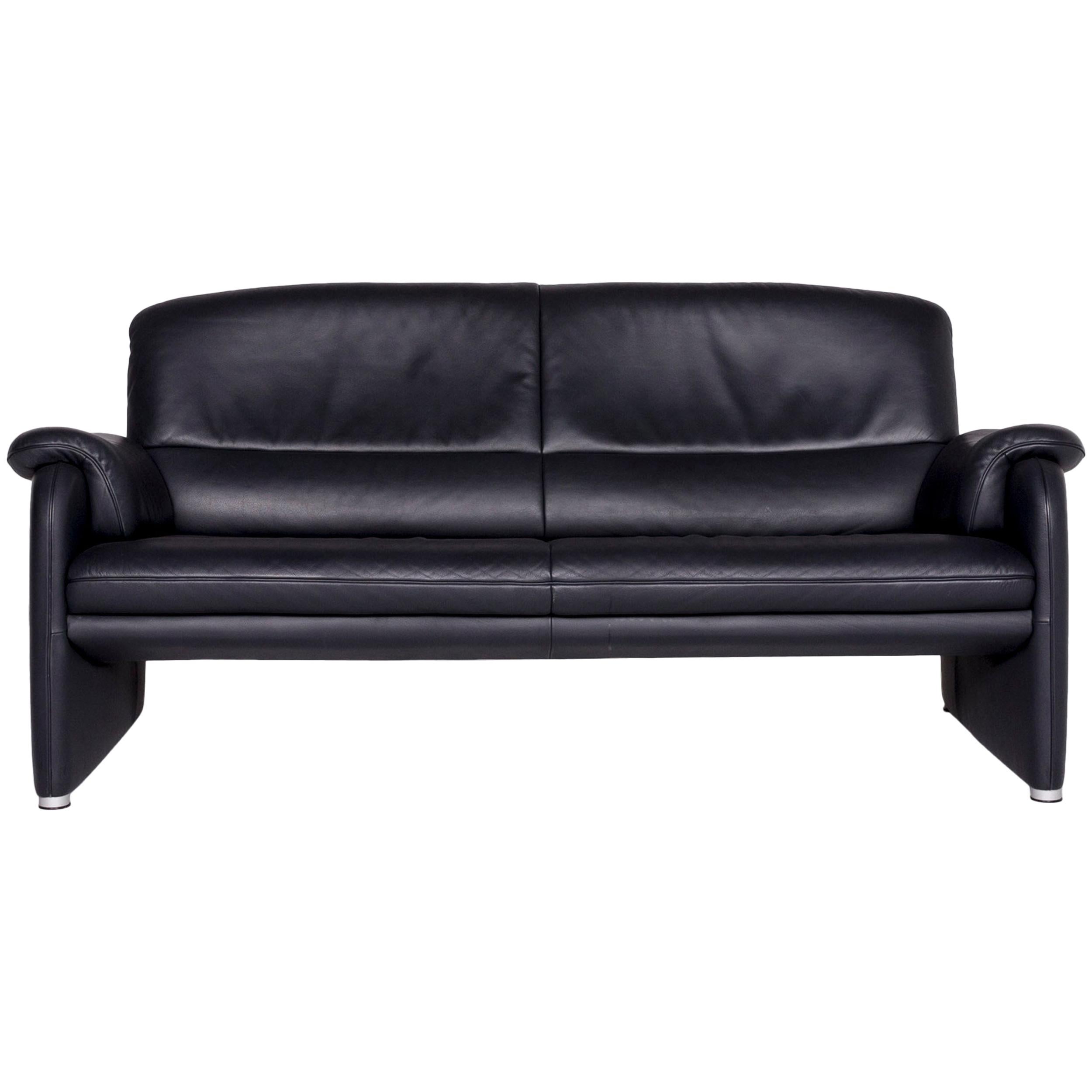 De Sede Designer Leather Sofa Black Three-Seat Couch im Angebot