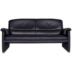 De Sede Designer Leather Sofa Black Three-Seat Couch