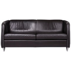 De Sede Designer Leather Sofa Black Two-Seat Couch