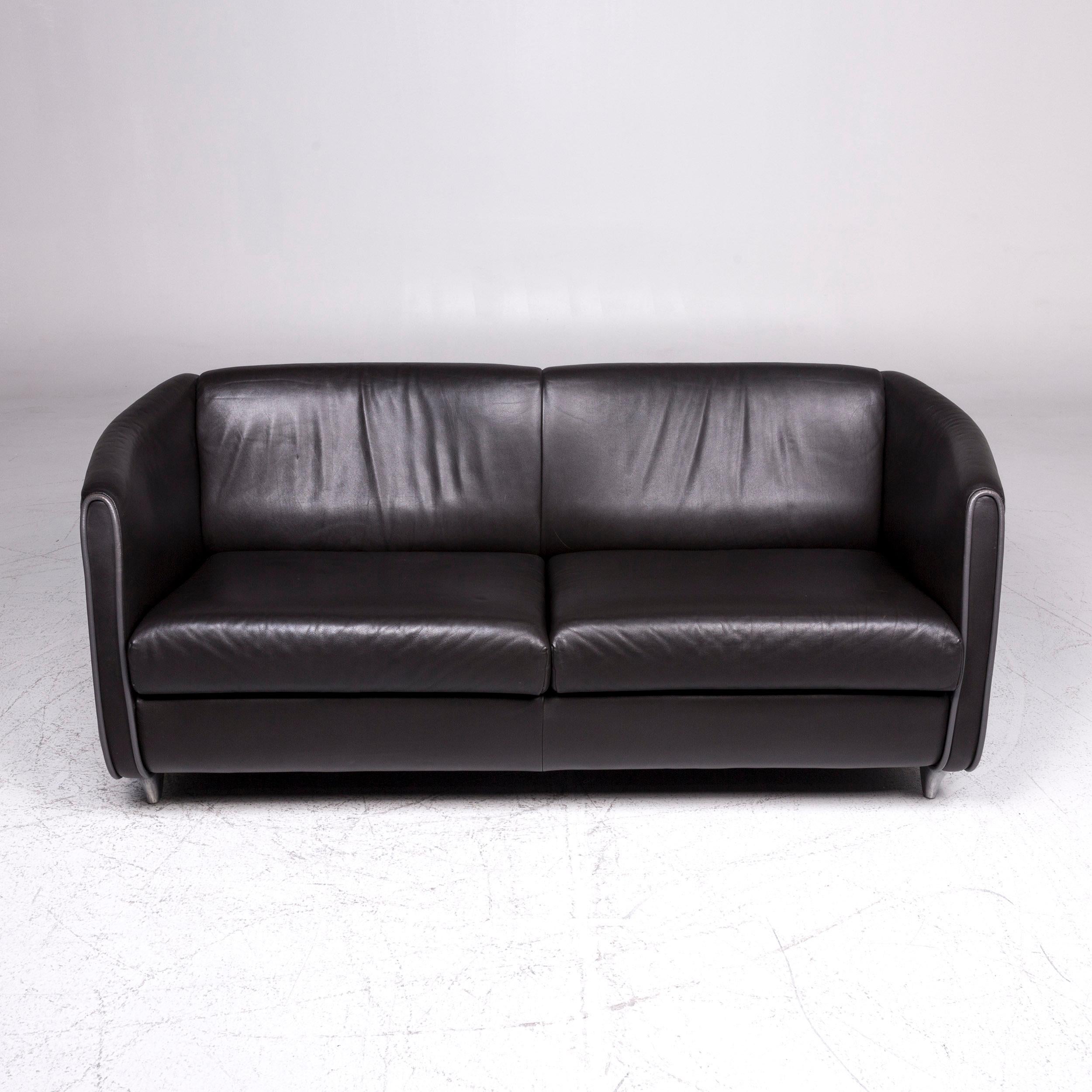 De Sede Designer Leather Sofa Black Two-Seat Couch For Sale 5