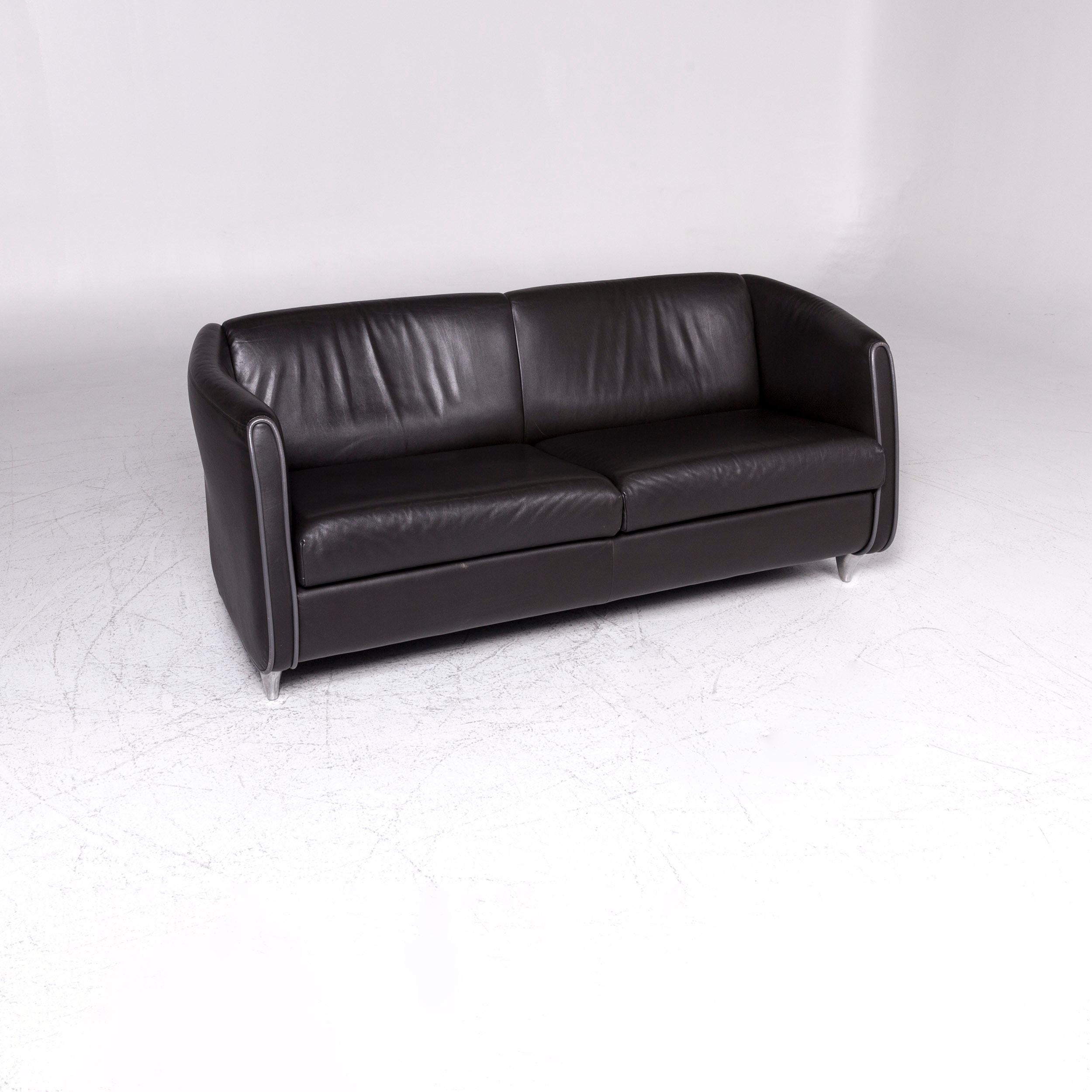 Modern De Sede Designer Leather Sofa Black Two-Seat Couch For Sale