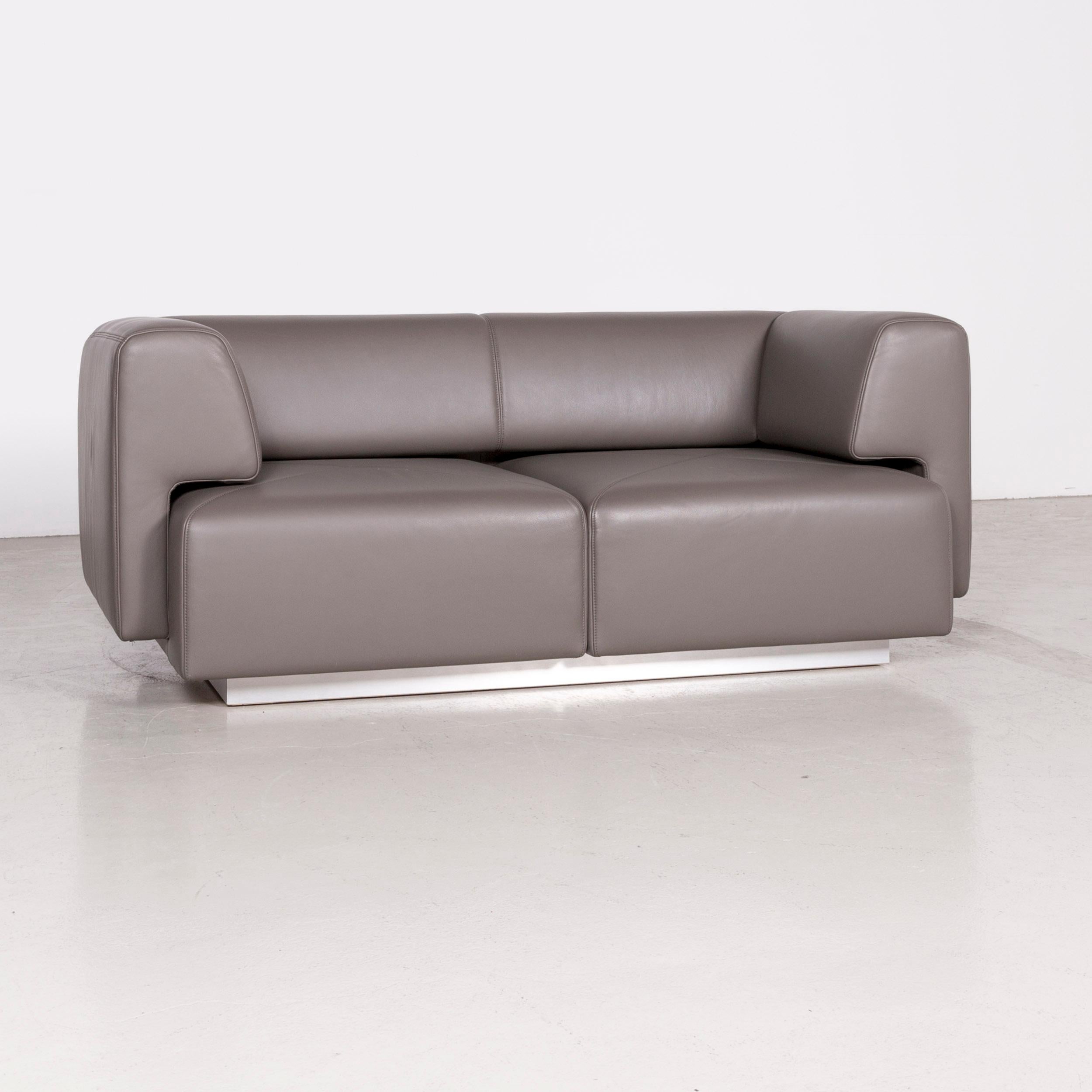 De Sede designer leather sofa grey two-seat couch.