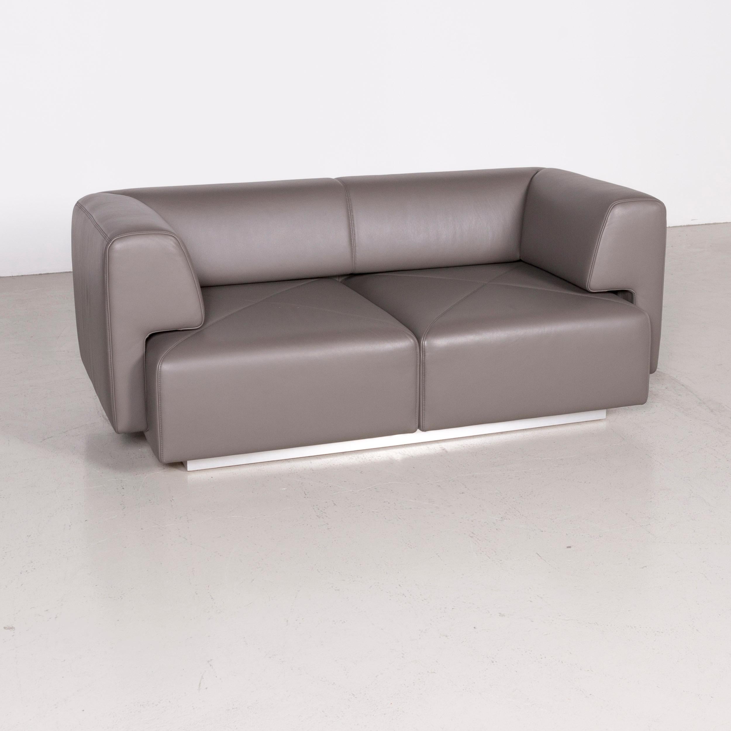 German De Sede Designer Leather Sofa Grey Two-Seat Couch For Sale