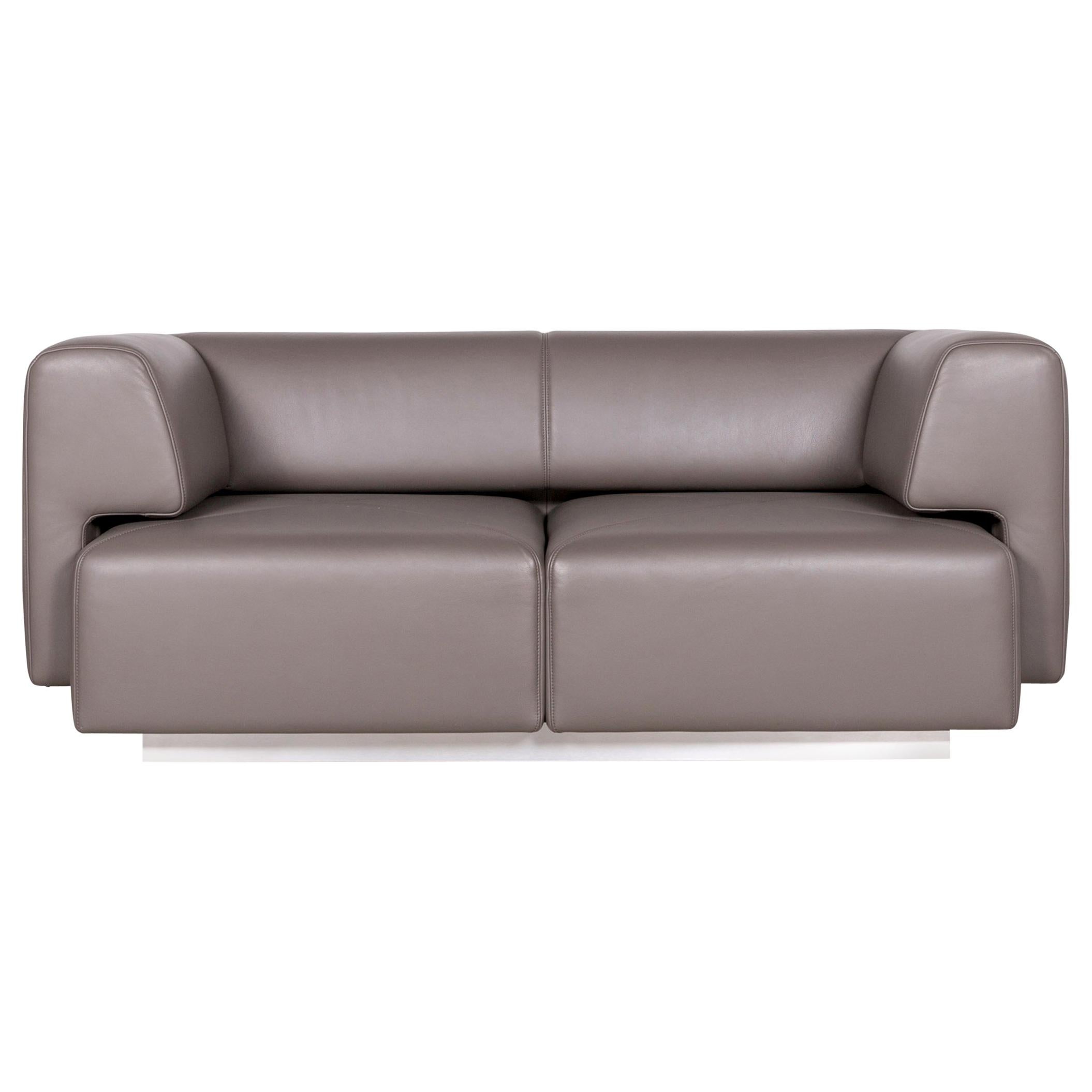 De Sede Designer Leather Sofa Grey Two-Seat Couch For Sale