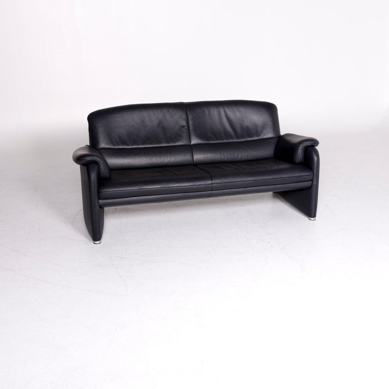 De Sede Designer Leather Sofa Set Black Three Seat Two Armchair