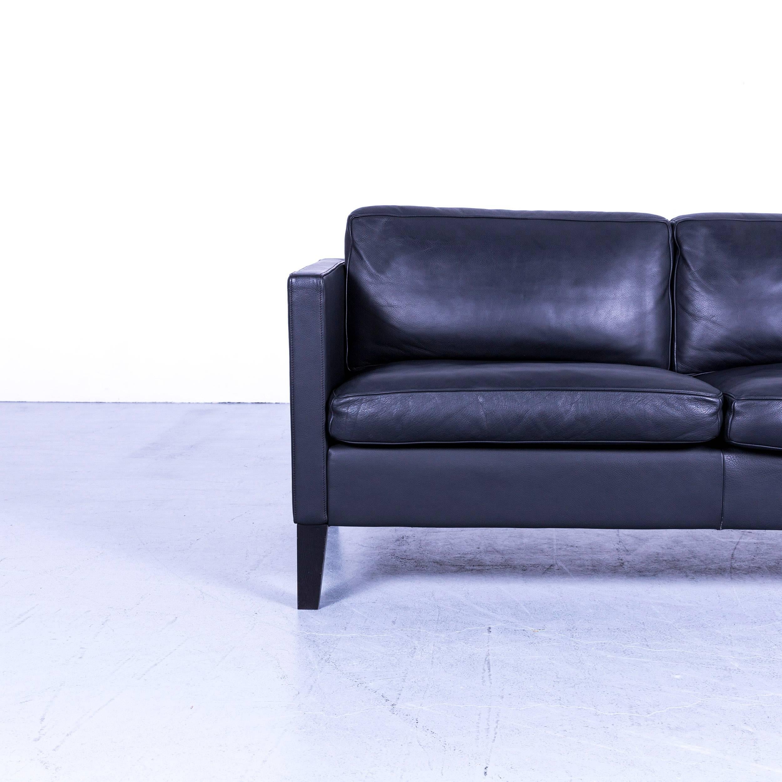 Swiss De Sede Designer Sofa Black Leather Two-Seat Modern