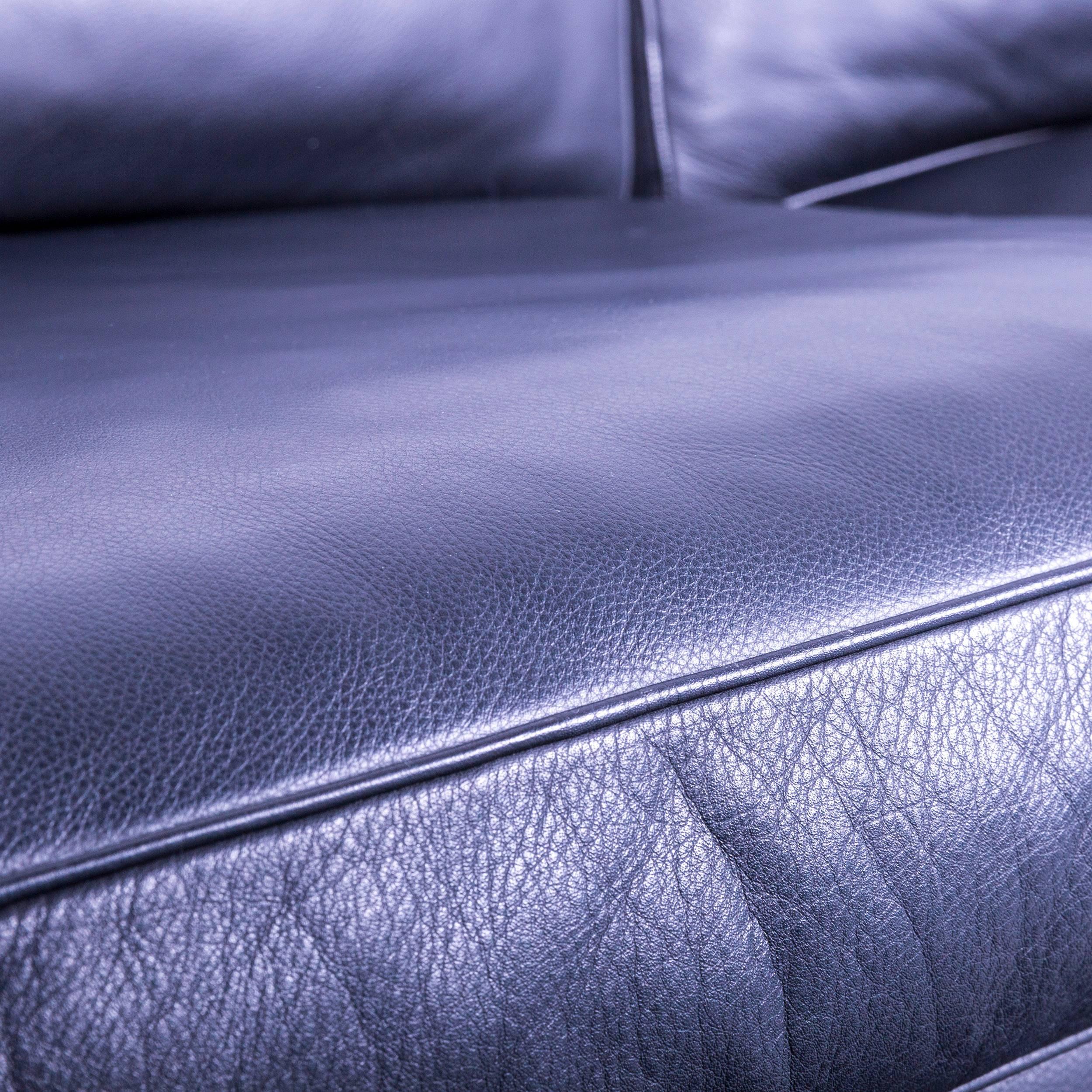 Contemporary De Sede Designer Sofa Black Leather Two-Seat Modern