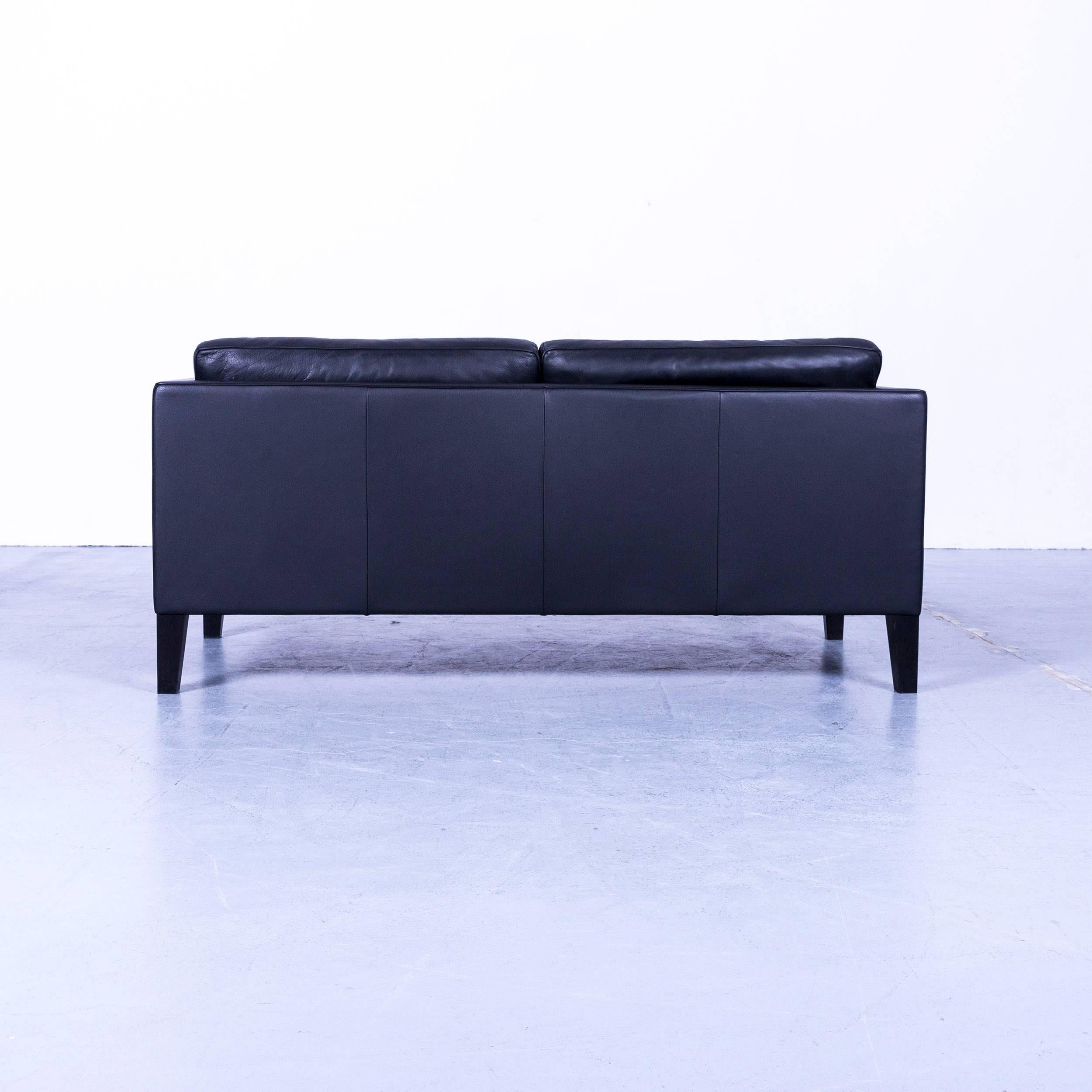 De Sede Designer Sofa Black Leather Two-Seat Modern 3
