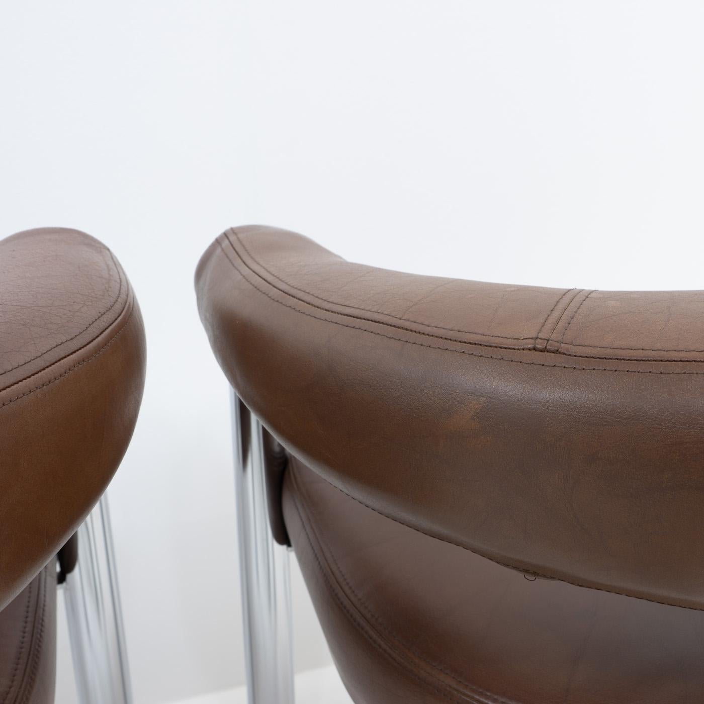 De Sede Dining Chairs by Nienkamper in Brown Leather, 1980s For Sale 3